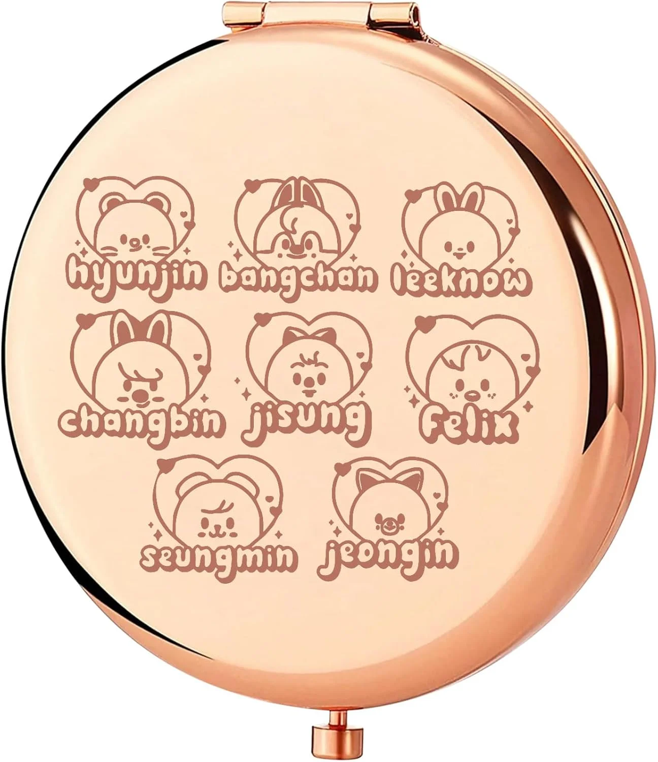 آینه جیبی کی-پاپ KEYCHIN، هدیه ای برای طرفداران گروه های کره ای، آینه آرایشی جمع و جور اعضای گروه کی-پاپ (هیونجین کی-پاپ)