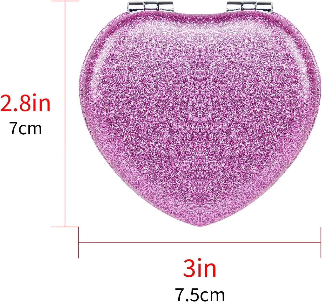 آینه تاشو جمع و جور Biiange، آینه آرایشی کوچک، آینه قلبی شکل مسافرتی قابل حمل برای زنان، آینه آرایش جمع و جور برای کیف (بنفش براق)