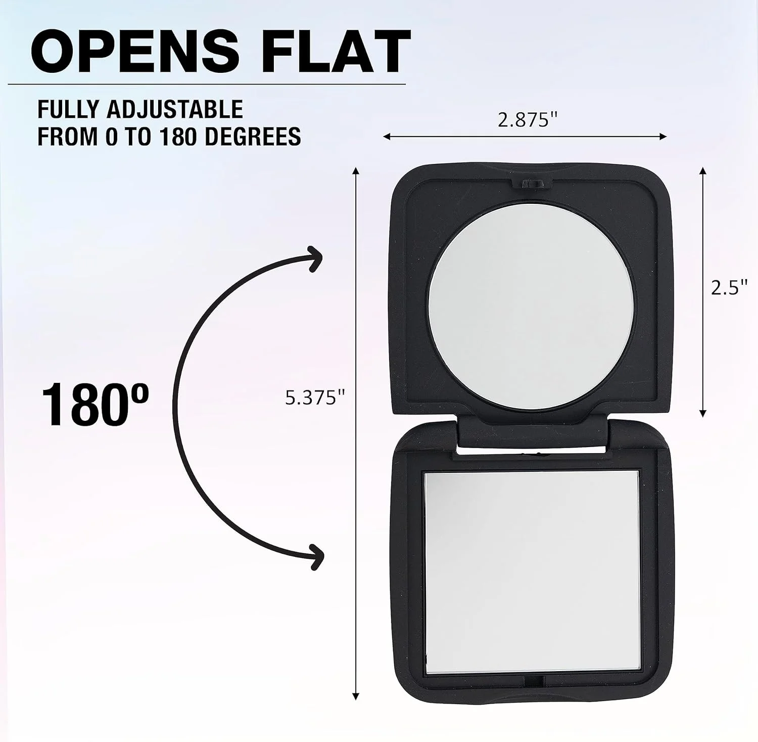 آینه جیبی کانیر برای زنان و مردان، آینه کوچک و جمع و جور برای کیف دستی یا کیف لوازم بهداشتی، آینه آرایشی مسافرتی بزرگنمایی 1x/5x در رنگ مشکی