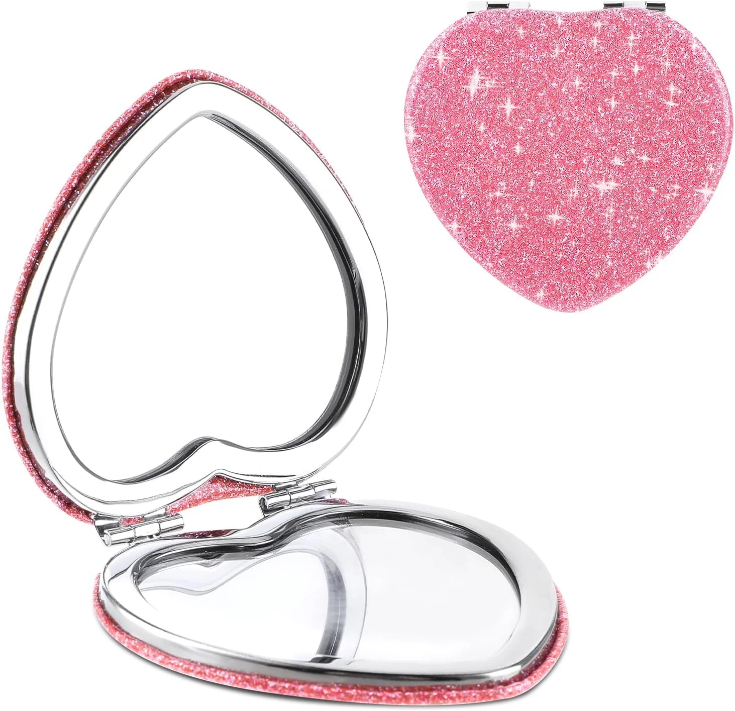 آینه تاشو جمع و جور Dimeho طرح قلب، آینه آرایشی مسافرتی کوچک و قابل حمل برای کیف دستی، آینه دو طرفه اکلیلی زیبا برای زنان، مناسب منزل و محل کار