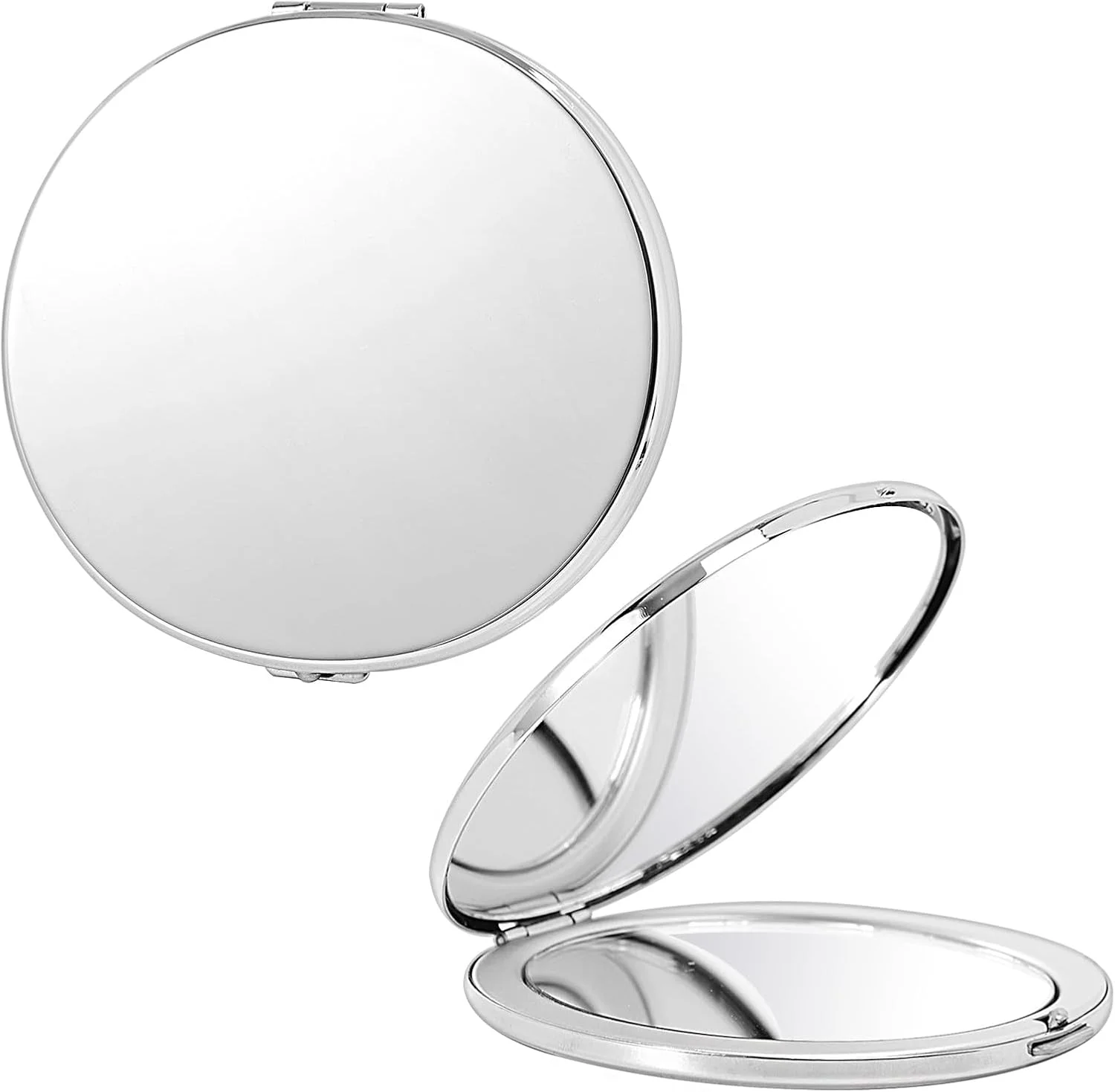 آینه تاشو فلزی کوچک بیضی شکل EYIWEITING، زیبا و ظریف، محکم و بادوام، بزرگنمایی 1X/2X. (نقره ای بیضی) آینه تاشو فلزی کوچک بیضی شکل EYIWEITING، زیبا و ظریف، محکم و بادوام، بزرگنمایی 1X/2X. (نقره ای بیضی)