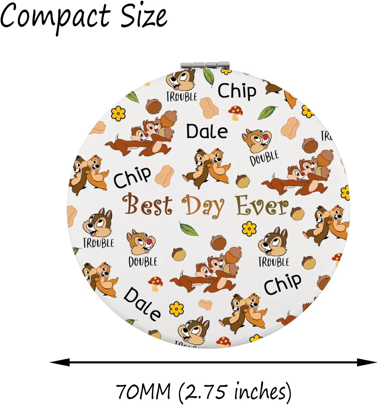 آینه جیبی با طرح چیپ و دیل FAADBUK، هدیه ای برای دوستداران چیپ و دیل، کالای چیپ و دیل برای او (آینه چیپ و دیل)