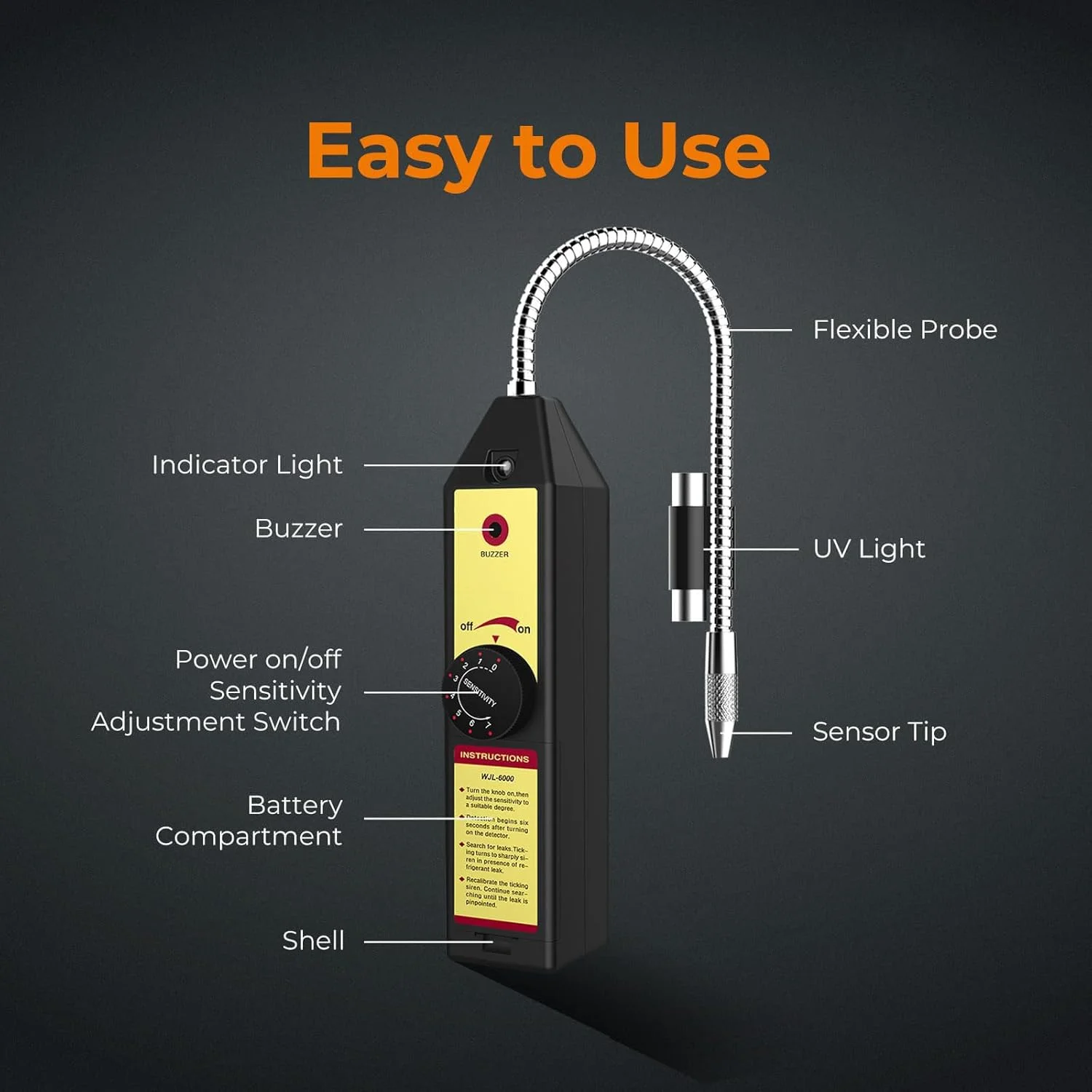 دستگاه نشت یاب گاز فریون NALACAL WJL-6000، تستر گاز هالوژن، ردیاب گاز مبرد HVAC AC R22 R410A R134A با LED، حساسیت قابل تنظیم، برای نشت گاز هالوژن، ردیاب نشت مبرد تهویه مطبوع دستگاه نشت یاب گاز فریون NALACAL WJL-6000، تستر گاز هالوژن، ردیاب گاز مبرد HVAC AC R22 R410A R134A با LED، حساسیت قابل تنظیم، برای نشت گاز هالوژن، ردیاب نشت مبرد تهویه مطبوع