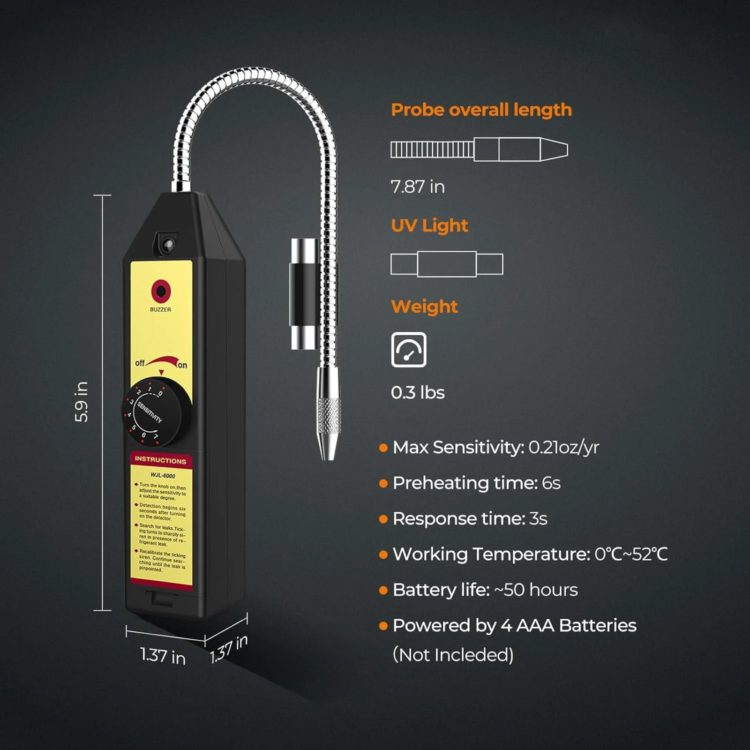 دستگاه نشت یاب گاز فریون NALACAL WJL-6000، تستر گاز هالوژن، ردیاب گاز مبرد HVAC AC R22 R410A R134A با LED، حساسیت قابل تنظیم، برای نشت گاز هالوژن، ردیاب نشت مبرد تهویه مطبوع دستگاه نشت یاب گاز فریون NALACAL WJL-6000، تستر گاز هالوژن، ردیاب گاز مبرد HVAC AC R22 R410A R134A با LED، حساسیت قابل تنظیم، برای نشت گاز هالوژن، ردیاب نشت مبرد تهویه مطبوع