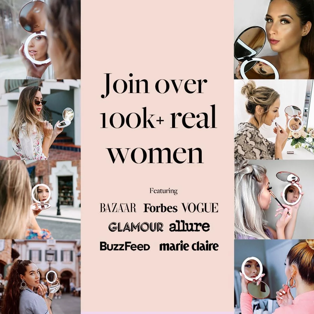 آینه آرایشی جیبی چراغ دار Fancii با بزرگنمایی 1X/10X - آینه دستی LED با نور طبیعی، قطر 5 اینچ، جمع و جور و قابل حمل برای مسافرت (رزگلد)