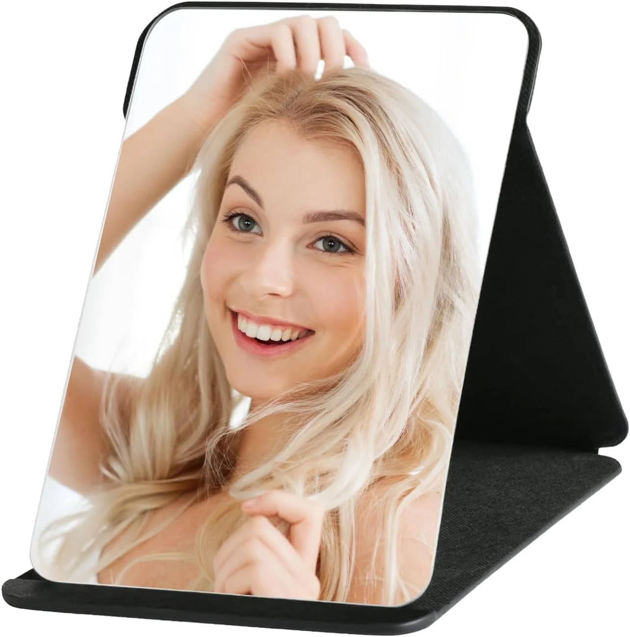 آینه تاشو مسافرتی، آینه رومیزی با زوایای ایستاده متعدد، آینه تاشو با چرم PU مشکی، آینه آرایش فوق العاده HD، آینه جیبی، унисекс، فوق العاده نازک، بادوام، برای اصلاح و آرایش، 21 آینه تاشو مسافرتی، آینه رومیزی با زوایای ایستاده متعدد، آینه تاشو با چرم PU مشکی، آینه آرایش فوق العاده HD، آینه جیبی، унисекс، فوق العاده نازک، بادوام، برای اصلاح و آرایش، 21