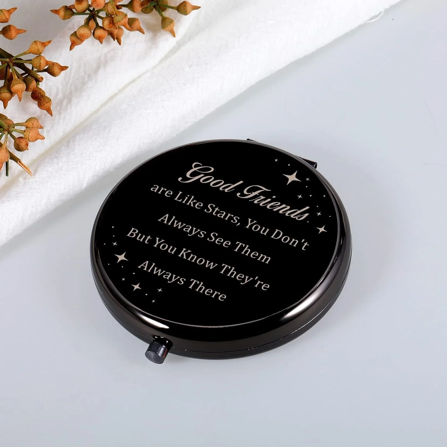 آینه آرایشی جیبی هدیه دوستی برای زنان، دوستان خوب مانند ستاره ها هستند، هدیه تولد و فارغ التحصیلی برای او، بهترین دوست دختر، همکار، هدیه قدردانی برای دوست، همکار زن