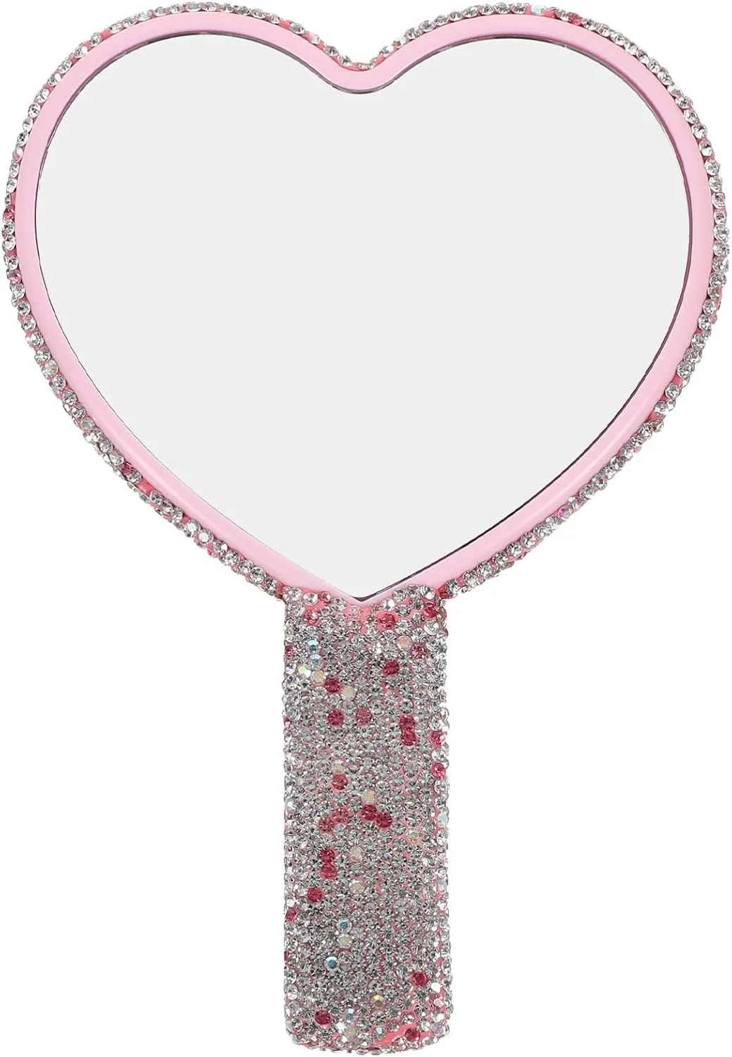 آینه دستی نگین دار FRCOLOR طرح قلب، آینه آرایشی براق، آینه مسافرتی جمع و جور و جذاب برای بانوان