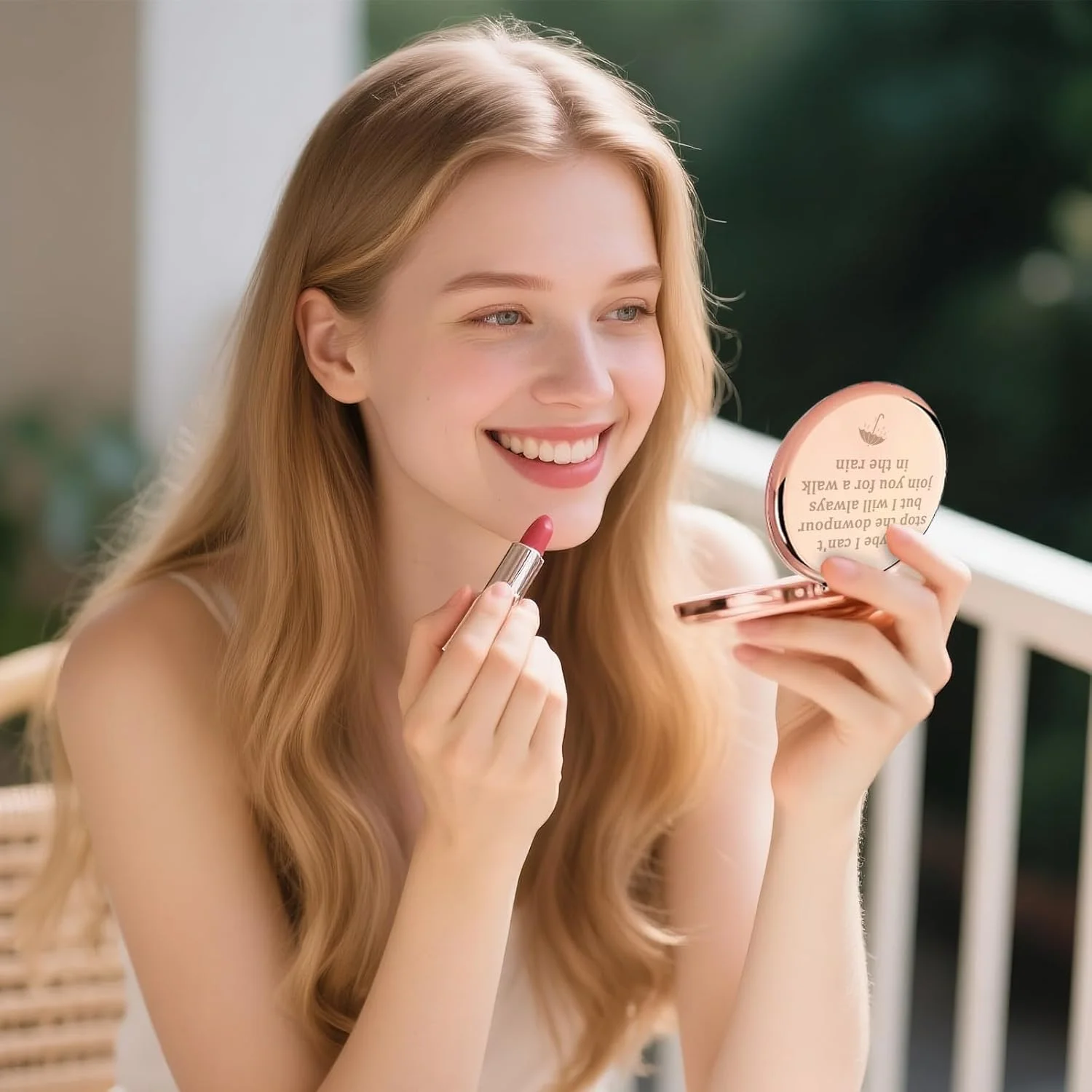 آینه جیبی رُزگلد GAOLZIUY، هدیه دوستی برای زنان، آینه آرایشی برای او، هدیه ای متفکرانه برای تشویق دوست، بهترین دوست، خواهران روحی، شاید نتوانم جلوی باران را بگیرم