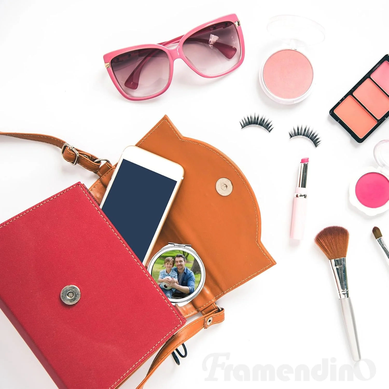 Framendino، بسته 12 عددی آینه های آرایشی تصعیدی خام، آینه های آرایشی قابل حمل تاشو گرد برای مسافرت بانوان