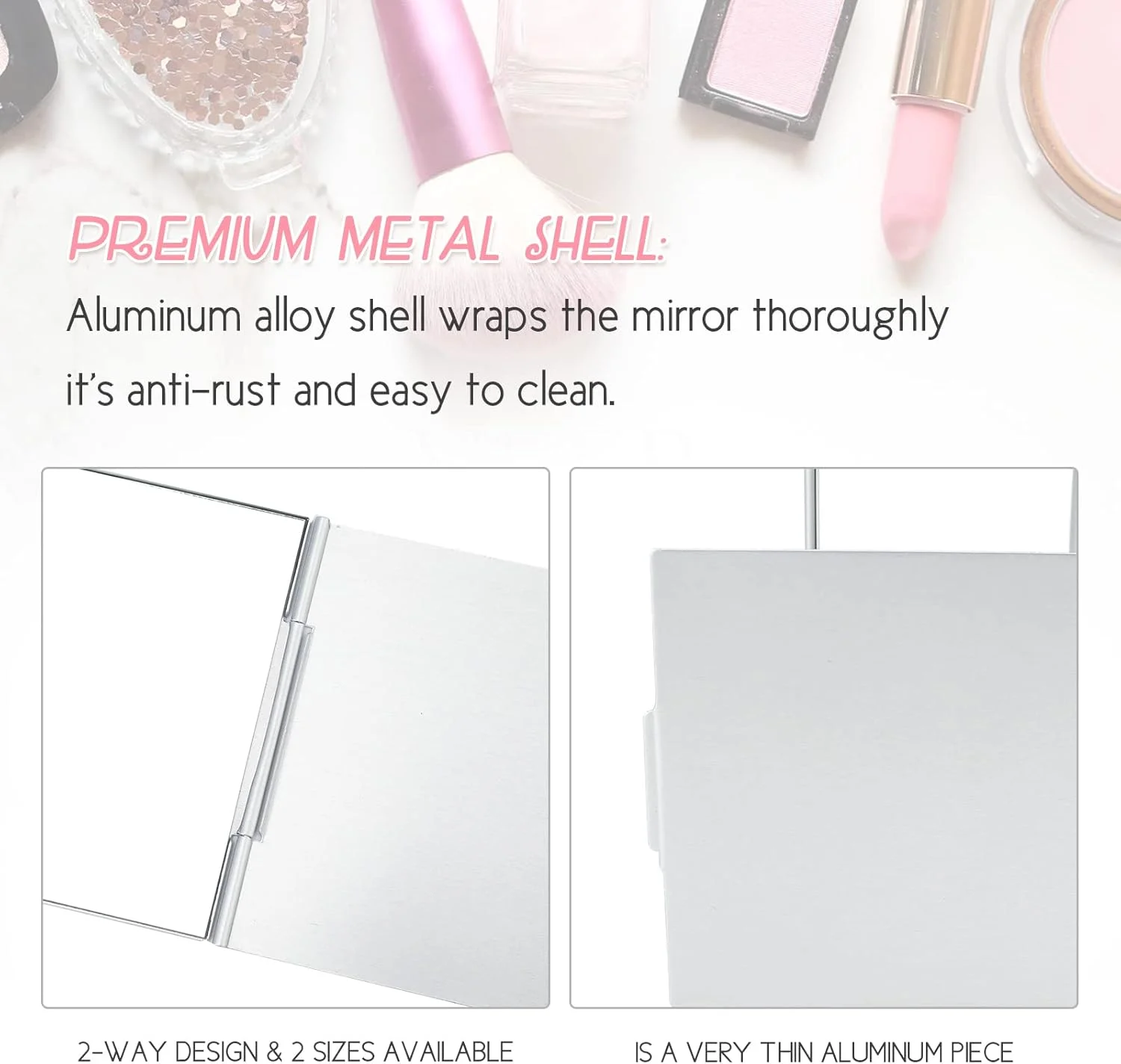 آینه مسافرتی کوچک G2PLUS، آینه تاشو قابل حمل، آینه جیبی جمع و جور برای اصلاح، کمپینگ و آرایش، شیشه رومیزی کوچک 11.5 سانتی متر * 8 سانتی متر * 0.25 سانتی متر (نقره ای) (نقره ای)