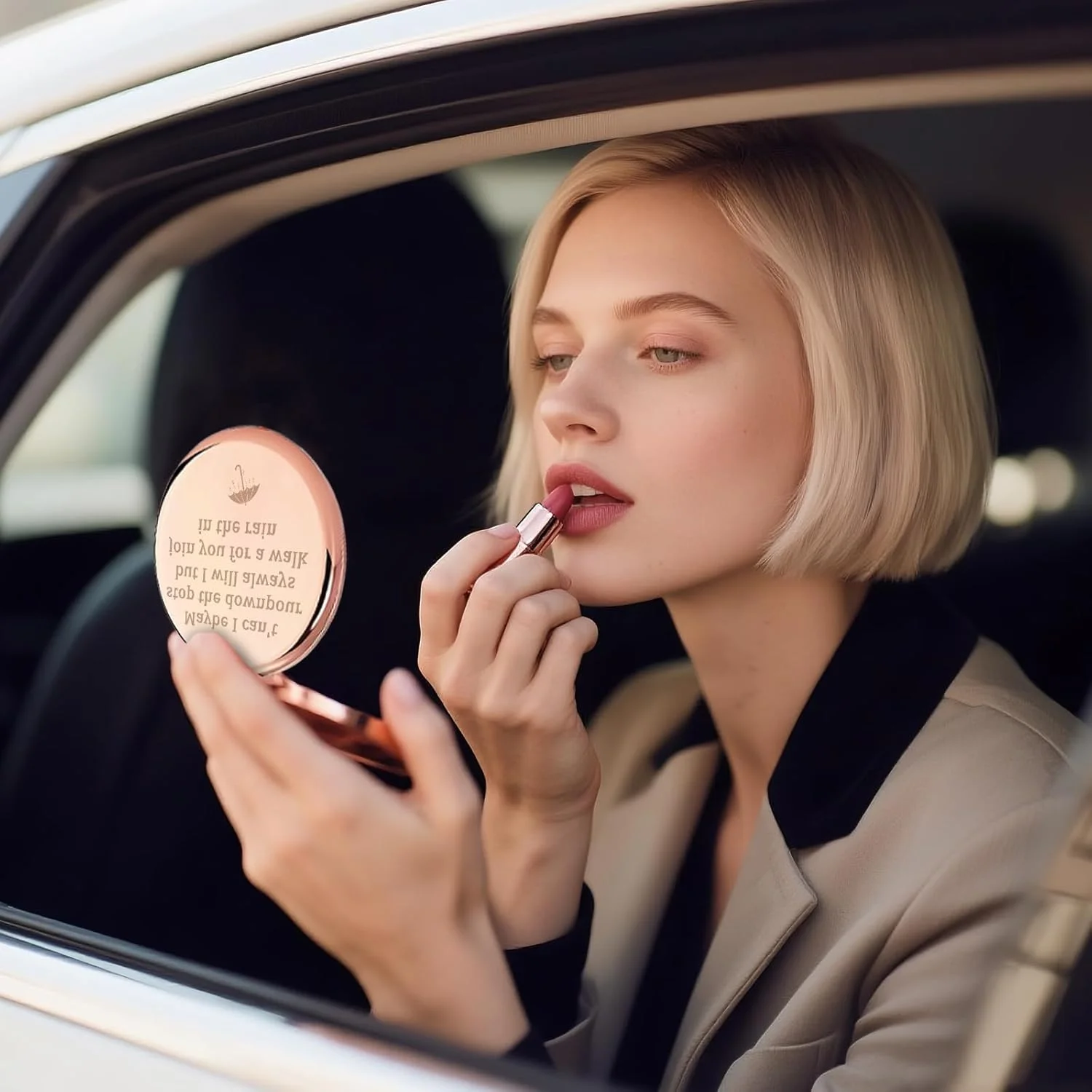 آینه جیبی رُزگلد GAOLZIUY، هدیه دوستی برای زنان، آینه آرایشی برای او، هدیه ای متفکرانه برای تشویق دوست، بهترین دوست، خواهران روحی، شاید نتوانم جلوی باران را بگیرم