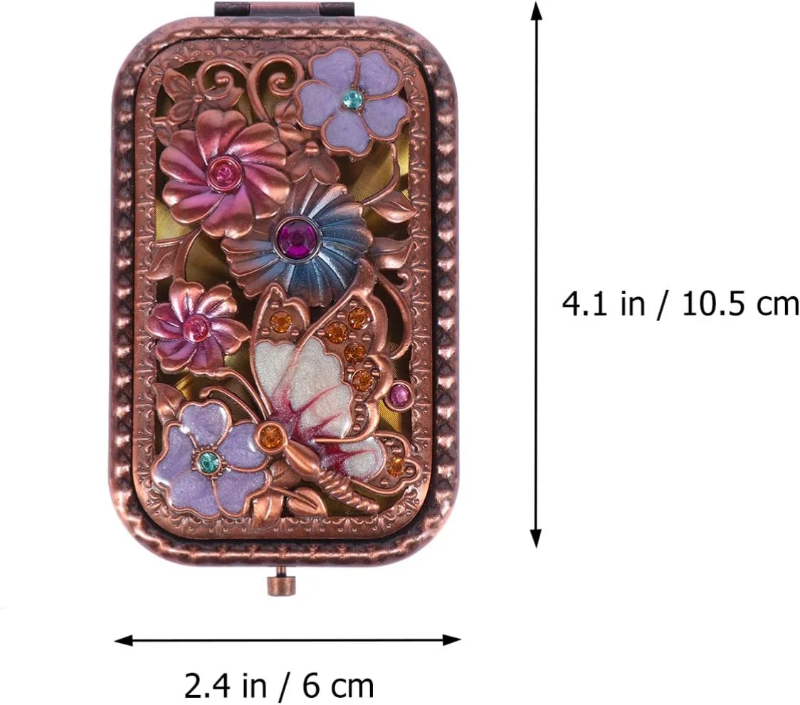 آینه آرایشی جمع و جور FRCOLOR، آینه آرایشی دو طرفه قدیمی، آینه جیبی تاشو عتیقه، آینه آرایشی برای کیف پول زنانه