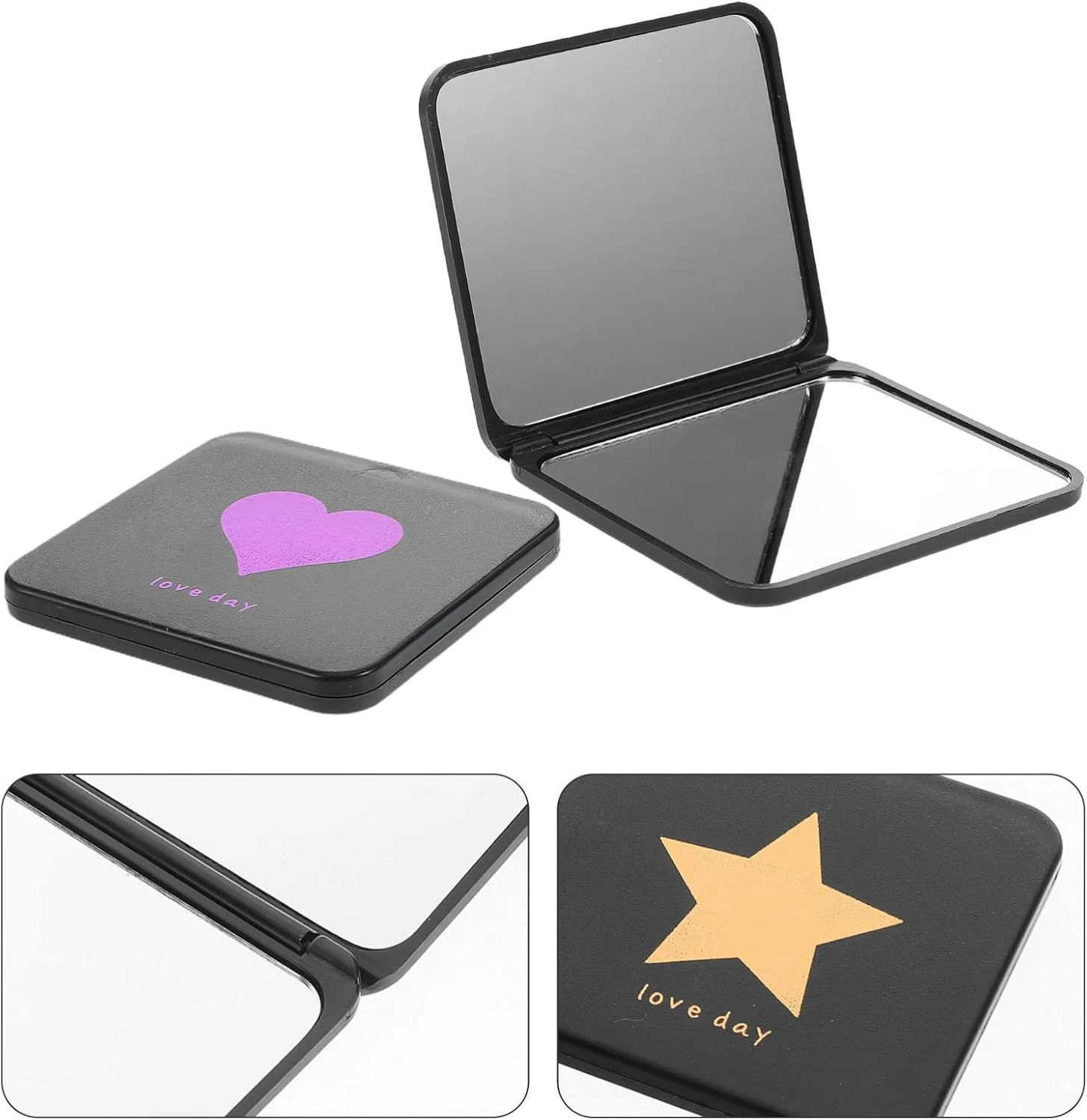 آینه آرایشی تاشو دو طرفه FRCOLOR، 2 عدد، کوچک و قابل حمل، مناسب سفر، اداره و استفاده در فضای باز