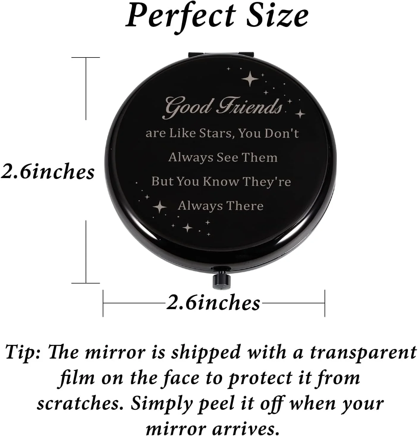 آینه آرایشی جیبی هدیه دوستی برای زنان، دوستان خوب مانند ستاره ها هستند، هدیه تولد و فارغ التحصیلی برای او، بهترین دوست دختر، همکار، هدیه قدردانی برای دوست، همکار زن