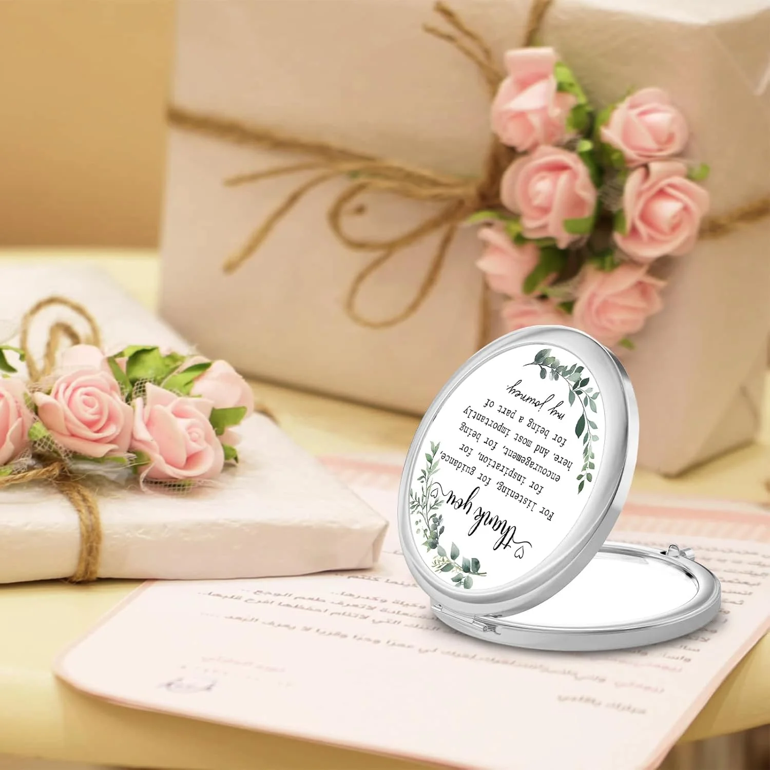 آینه جیبی با نوشته تشکر GAOLZIUY، هدیه ای برای قدردانی از زنان، هدیه خداحافظی برای دوستان، همکاران، خواهر، معلم، پرستار