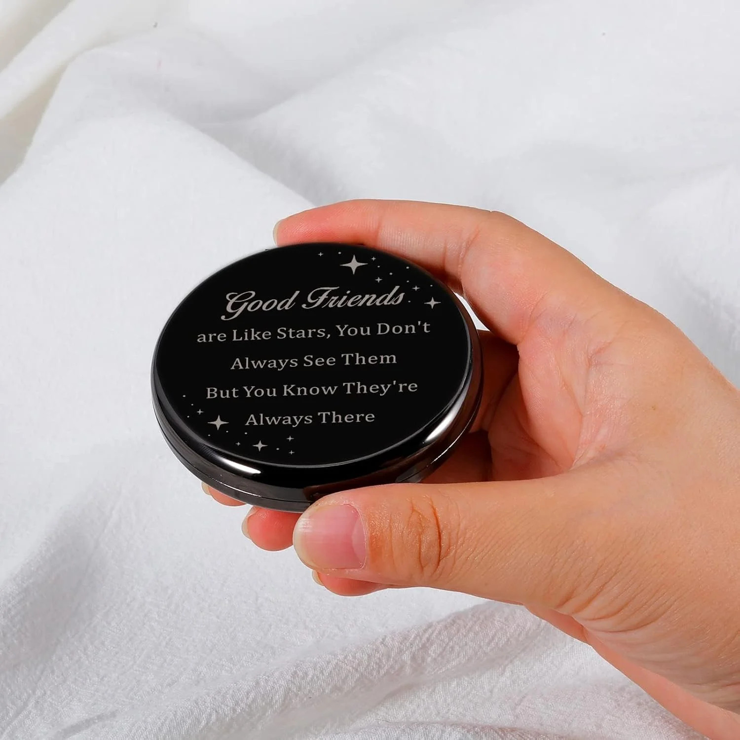 آینه آرایشی جیبی هدیه دوستی برای زنان، دوستان خوب مانند ستاره ها هستند، هدیه تولد و فارغ التحصیلی برای او، بهترین دوست دختر، همکار، هدیه قدردانی برای دوست، همکار زن