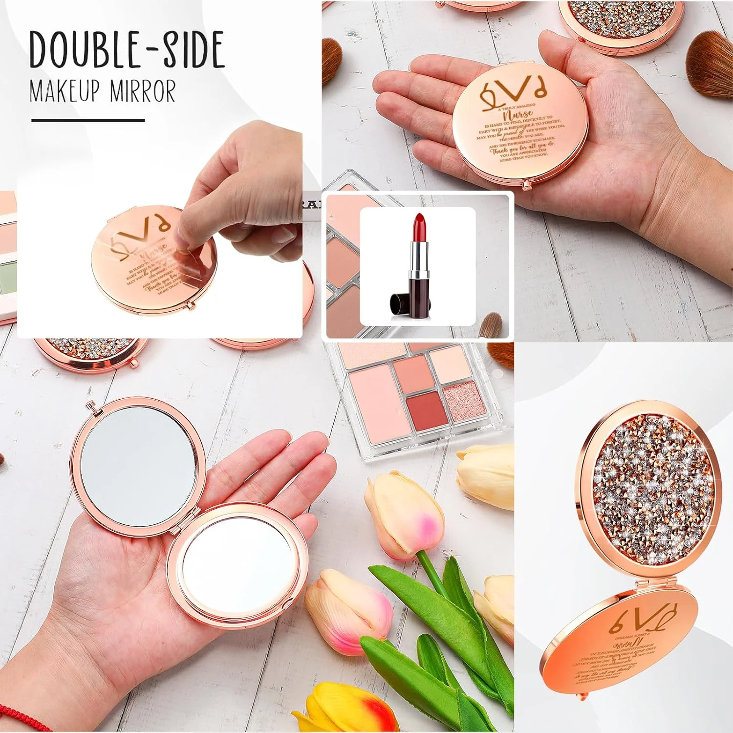 فومته 4 عدد هدیه قدردانی کریسمس برای زنان، هدیه تشکر کریسمس برای کارمند، معلم، پرستار، خواهر، دوست، هدیه تولد، آینه های آرایشی جیبی فشرده کننده رزگلد (پرستار) فومته 4 عدد هدیه قدردانی کریسمس برای زنان، هدیه تشکر کریسمس برای کارمند، معلم، پرستار، خواهر، دوست، هدیه تولد، آینه های آرایشی جیبی فشرده کننده رزگلد (پرستار)