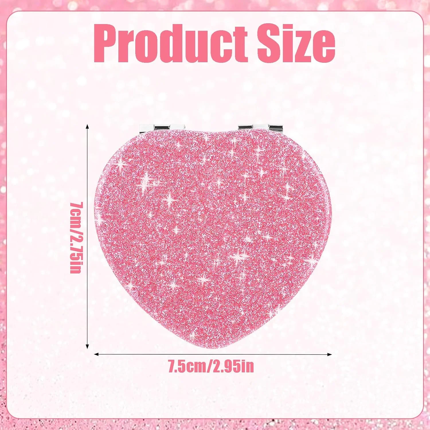 آینه جیبی فانتزی، آینه آرایشی جمع و جور طرح قلب صورتی، آینه آرایشی قابل حمل، آینه دو طرفه با بزرگنمایی 1X/2X، آینه کوچک اکلیلی برای زنان و دختران آینه جیبی فانتزی، آینه آرایشی جمع و جور طرح قلب صورتی، آینه آرایشی قابل حمل، آینه دو طرفه با بزرگنمایی 1X/2X، آینه کوچک اکلیلی برای زنان و دختران