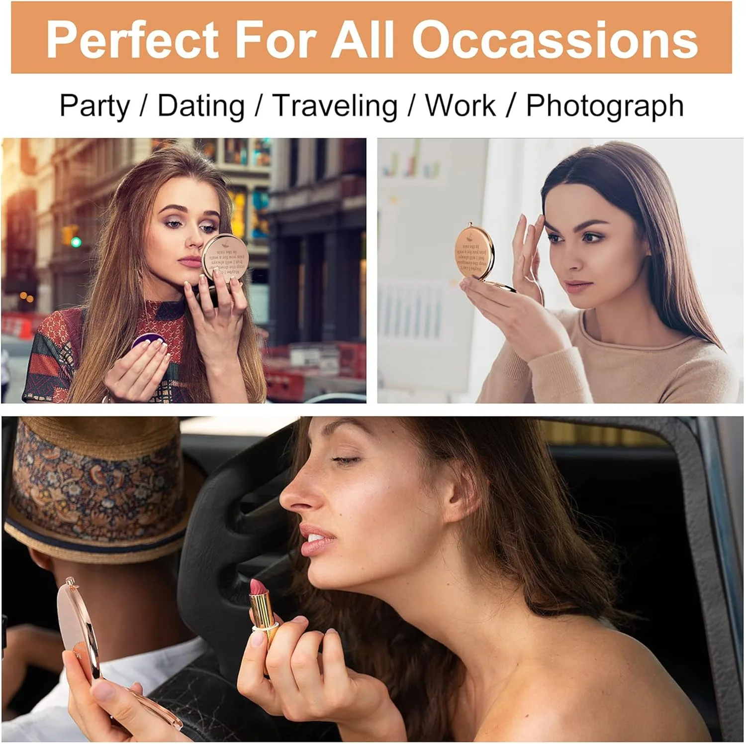 آینه جیبی رُزگلد GAOLZIUY، هدیه دوستی برای زنان، آینه آرایشی برای او، هدیه ای متفکرانه برای تشویق دوست، بهترین دوست، خواهران روحی، شاید نتوانم جلوی باران را بگیرم