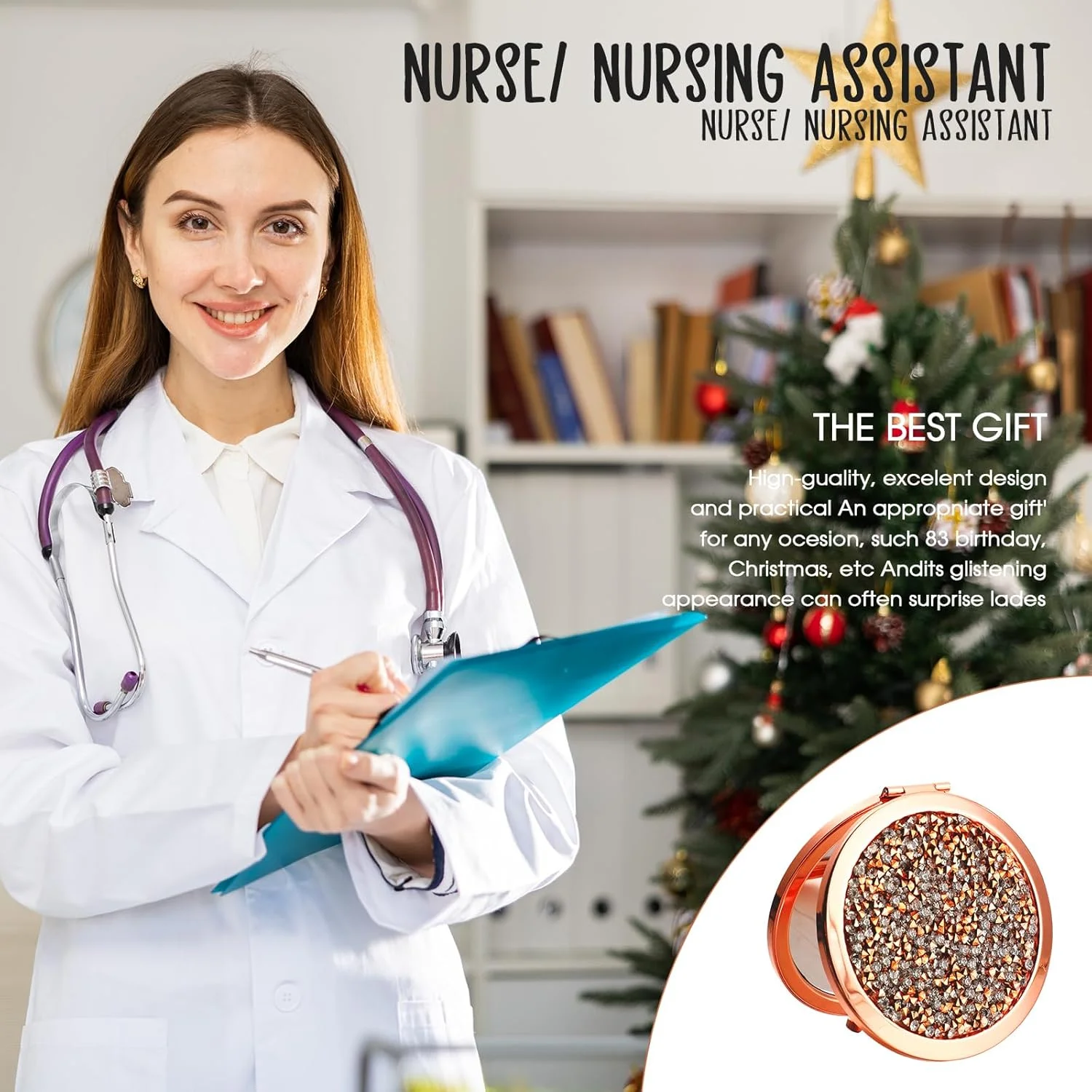 فومته 4 عدد هدیه قدردانی کریسمس برای زنان، هدیه تشکر کریسمس برای کارمند، معلم، پرستار، خواهر، دوست، هدیه تولد، آینه های آرایشی جیبی فشرده کننده رزگلد (پرستار) فومته 4 عدد هدیه قدردانی کریسمس برای زنان، هدیه تشکر کریسمس برای کارمند، معلم، پرستار، خواهر، دوست، هدیه تولد، آینه های آرایشی جیبی فشرده کننده رزگلد (پرستار)