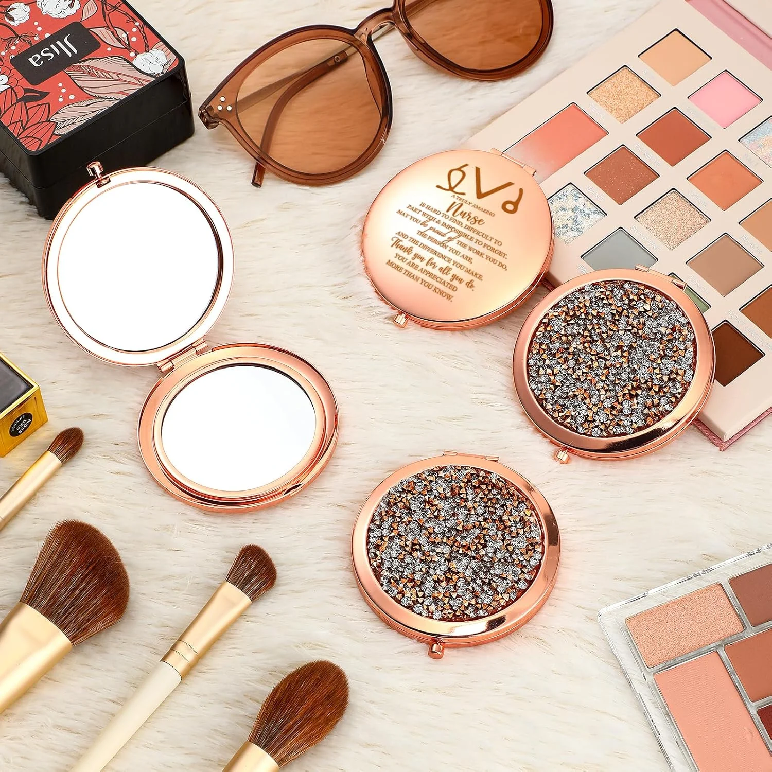 فومته 4 عدد هدیه قدردانی کریسمس برای زنان، هدیه تشکر کریسمس برای کارمند، معلم، پرستار، خواهر، دوست، هدیه تولد، آینه های آرایشی جیبی فشرده کننده رزگلد (پرستار) فومته 4 عدد هدیه قدردانی کریسمس برای زنان، هدیه تشکر کریسمس برای کارمند، معلم، پرستار، خواهر، دوست، هدیه تولد، آینه های آرایشی جیبی فشرده کننده رزگلد (پرستار)