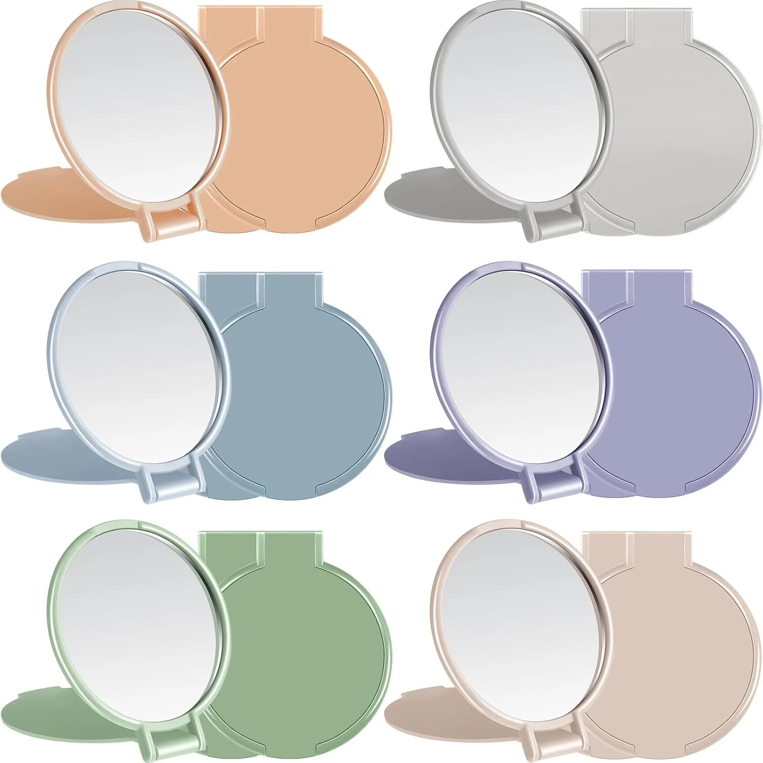 آینه تاشو کوچک جتک، 80 عدد، آینه جیبی قابل حمل گرد، آینه آرایشی کوچک، آینه مسافرتی قابل حمل قدیمی برای زنان و دختران (رنگ های موراندا)