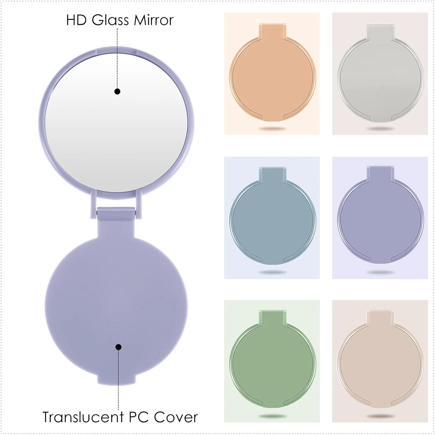 آینه تاشو کوچک جتک، 80 عدد، آینه جیبی قابل حمل گرد، آینه آرایشی کوچک، آینه مسافرتی قابل حمل قدیمی برای زنان و دختران (رنگ های موراندا)
