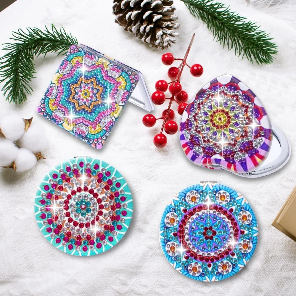 مجموعه آینه های جیبی نقاشی الماس HXYQMMY شامل 4 عدد - آینه جیبی DIY با پوشش نقاشی الماس، آینه آرایشی کوچک تاشو و قابل حمل، کیت صنایع دستی هنری الماس برای زنان و بزرگسالان (mirror116-119) مجموعه آینه های جیبی نقاشی الماس HXYQMMY شامل 4 عدد - آینه جیبی DIY با پوشش نقاشی الماس، آینه آرایشی کوچک تاشو و قابل حمل، کیت صنایع دستی هنری الماس برای زنان و بزرگسالان (mirror116-119)