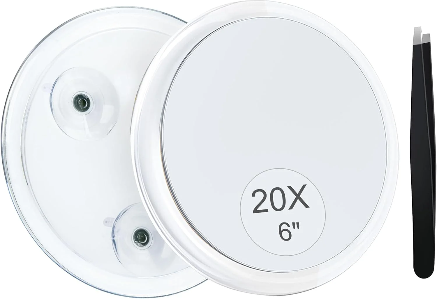 آینه بزرگنمایی 20X MIYADIVA با مکنده برای نصب آسان، مناسب برای آینه آرایش، آینه مسافرتی چسبی برای دوش، برای برداشتن ابرو، 6 اینچ