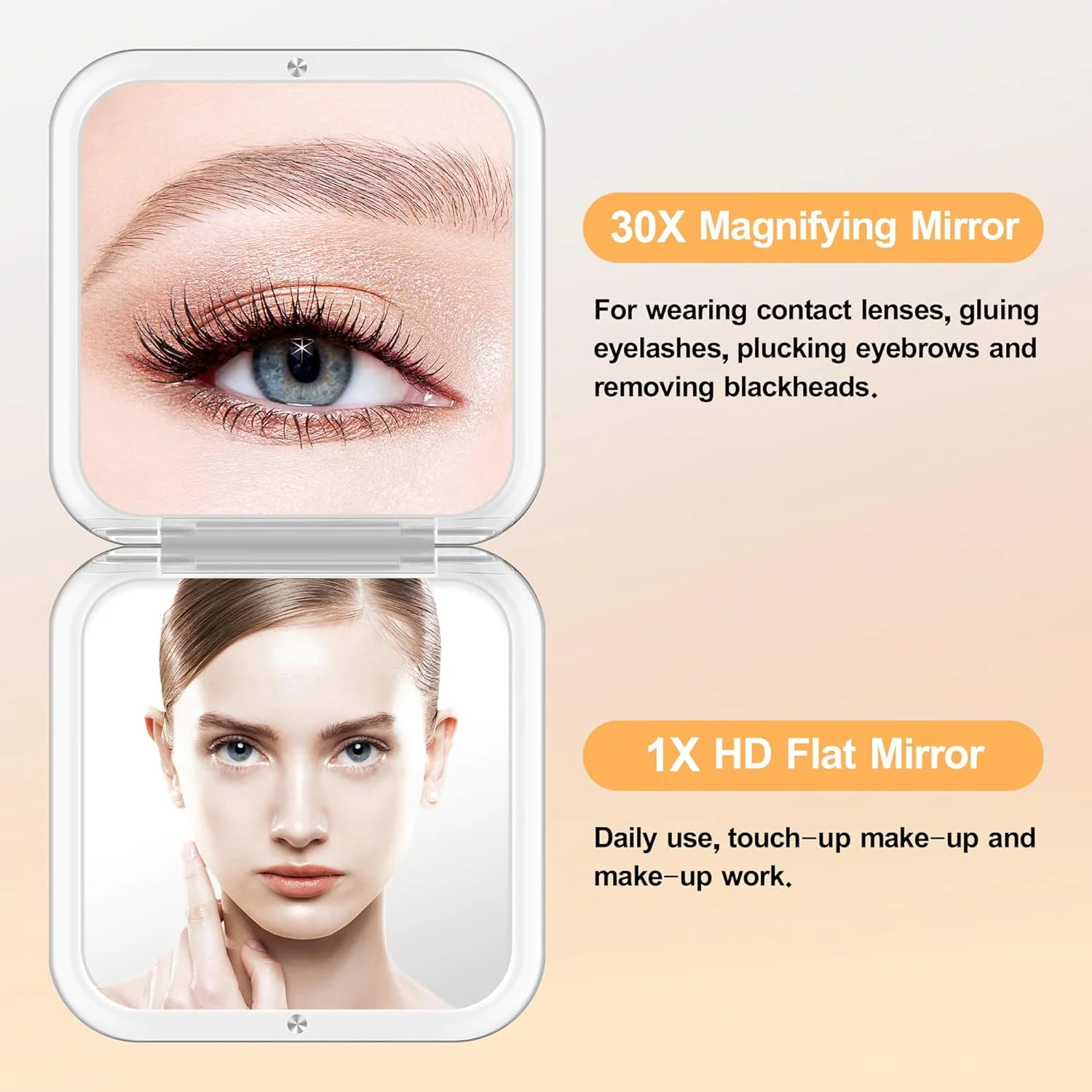 آینه جیبی فشرده MIYADIVA، آینه بزرگنمایی 30X، آینه آرایشی مسافرتی با بزرگنمایی 30X/1X، آینه های ضروری سفر، موچین دقیق، هدیه برای دختران آینه جیبی فشرده MIYADIVA، آینه بزرگنمایی 30X، آینه آرایشی مسافرتی با بزرگنمایی 30X/1X، آینه های ضروری سفر، موچین دقیق، هدیه برای دختران