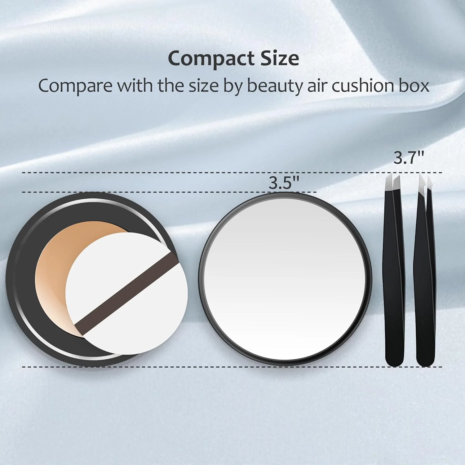 آینه بزرگنمایی 40X MIYADIVA، آینه مسافرتی جمع و جور با مکنده، موچین، 3.5 اینچ، مشکی