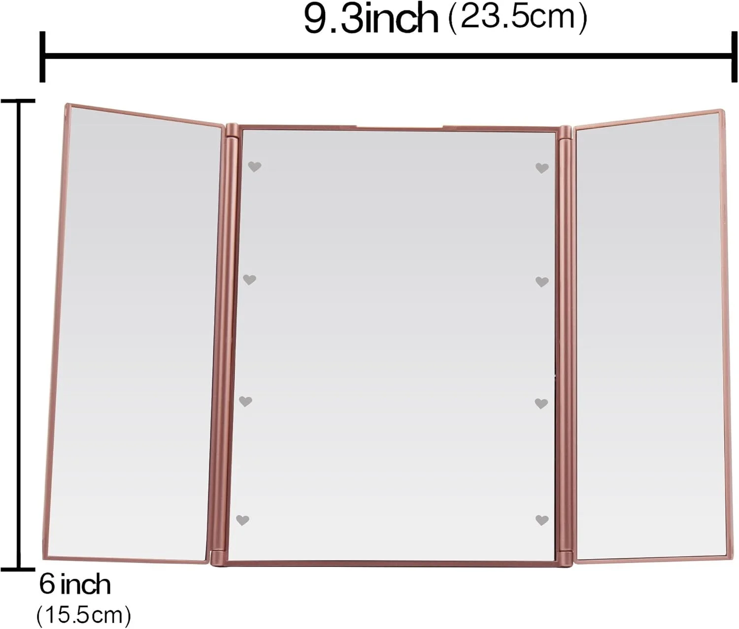 آینه سه تایی تاشو Miss Sweet با نور LED برای آرایش و مسافرت، جمع و جور (رزگلد) آینه سه تایی تاشو Miss Sweet با نور LED برای آرایش و مسافرت، جمع و جور (رزگلد)