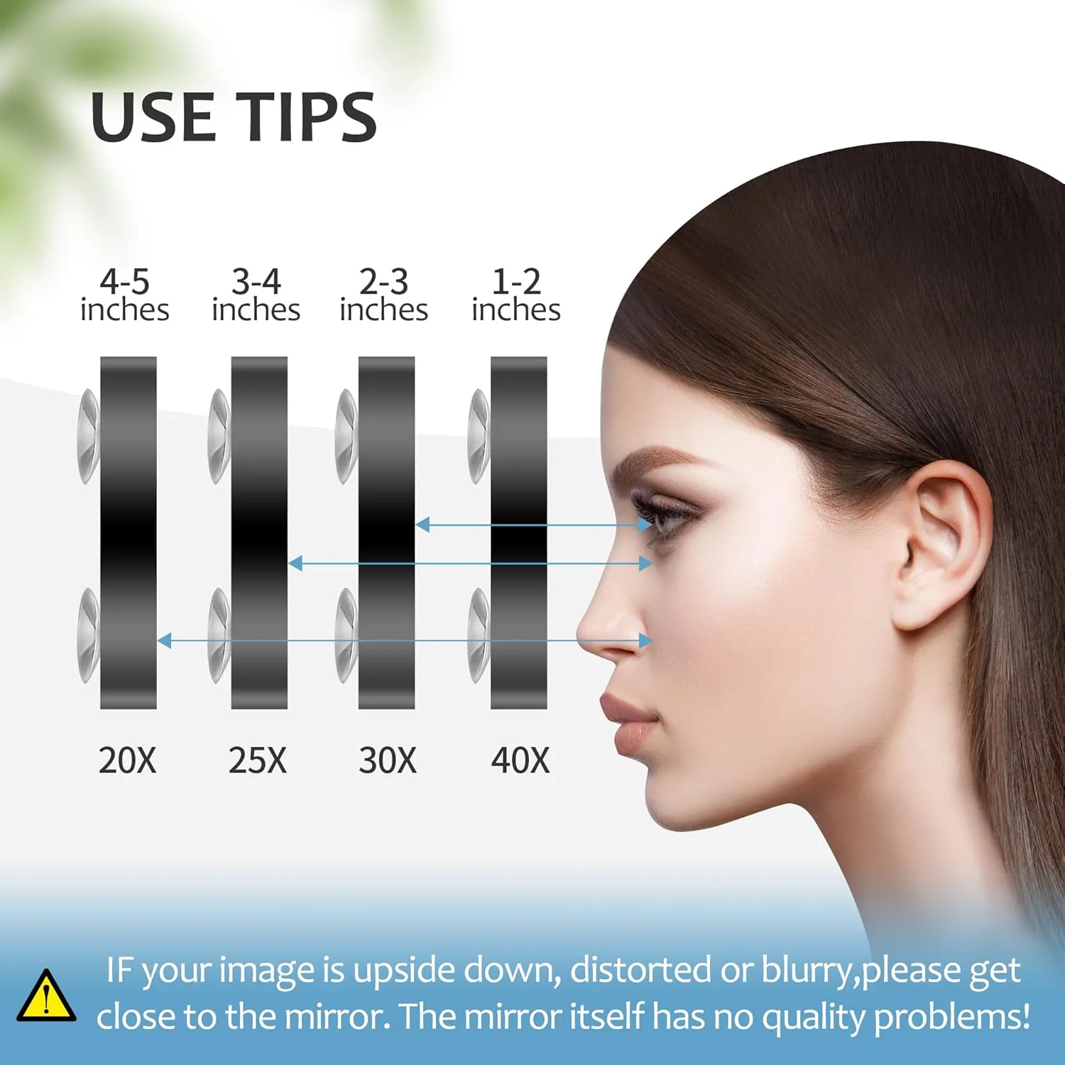 آینه بزرگنمایی 40X MIYADIVA، آینه مسافرتی جمع و جور با مکنده، موچین، 3.5 اینچ، مشکی