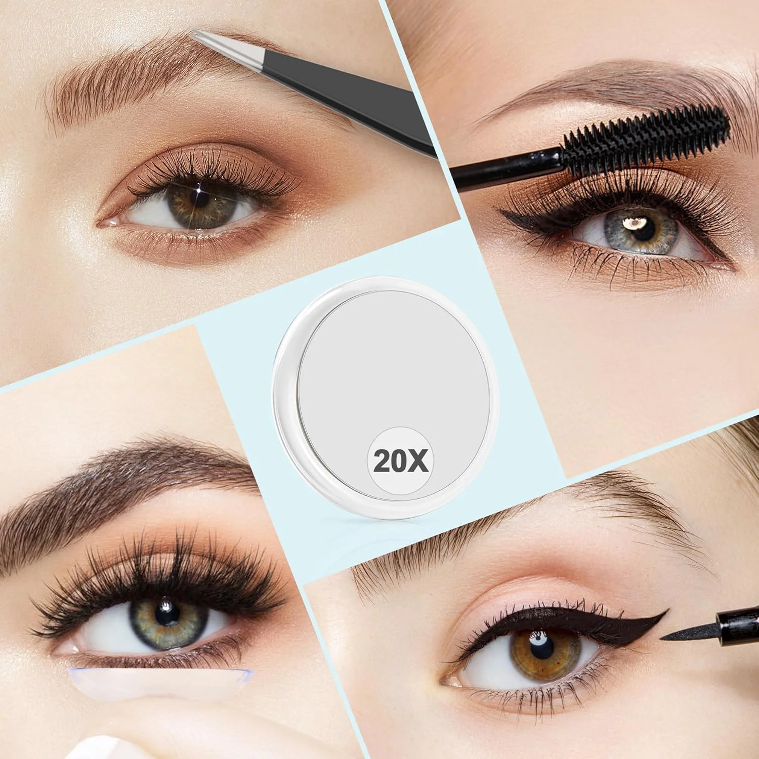 آینه بزرگنمایی 20X MIYADIVA با مکنده برای نصب آسان، مناسب برای آینه آرایش، آینه مسافرتی چسبی برای دوش، برای برداشتن ابرو، 6 اینچ