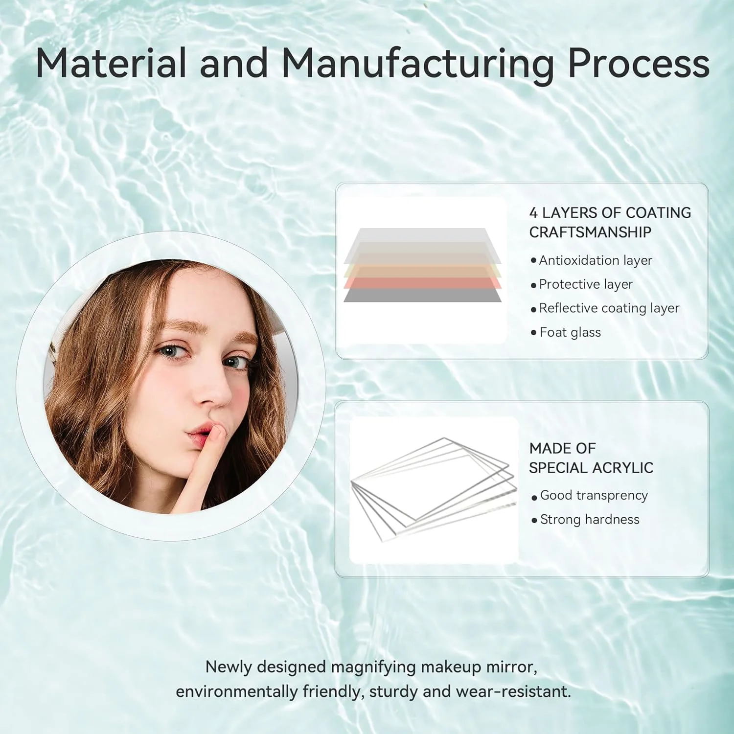 آینه بزرگنمایی 20X MIYADIVA با مکنده برای نصب آسان، مناسب برای آینه آرایش، آینه مسافرتی چسبی برای دوش، برای برداشتن ابرو، 6 اینچ