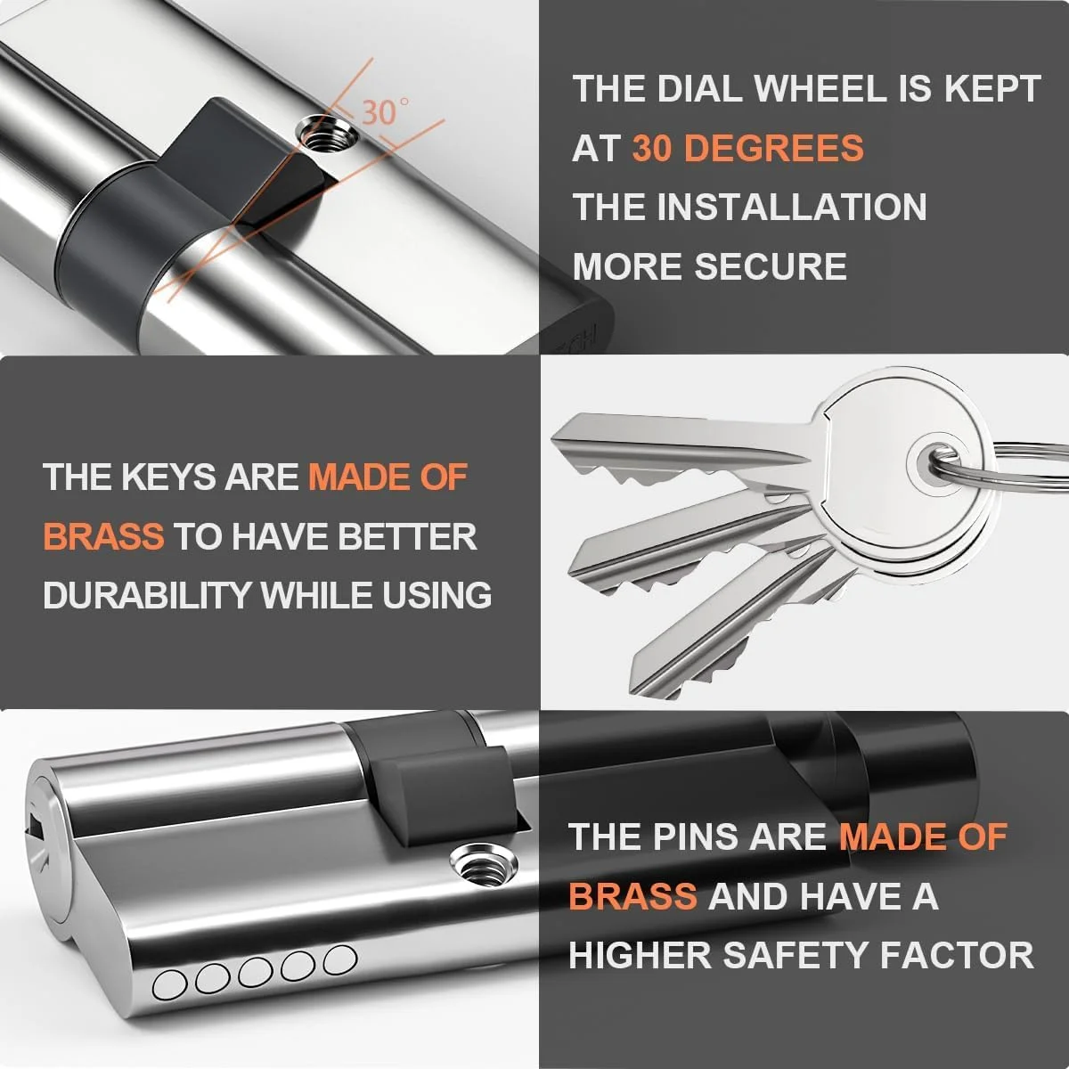 قفل شست چرخشی NALACAL 35/35 با امنیت بالا و ضد سرقت، برای درهای چوبی، UPVC و کامپوزیت، استوانه درب نقره ای فلزی آلیاژ روی شامل 3 کلید قفل شست چرخشی NALACAL 35/35 با امنیت بالا و ضد سرقت، برای درهای چوبی، UPVC و کامپوزیت، استوانه درب نقره ای فلزی آلیاژ روی شامل 3 کلید