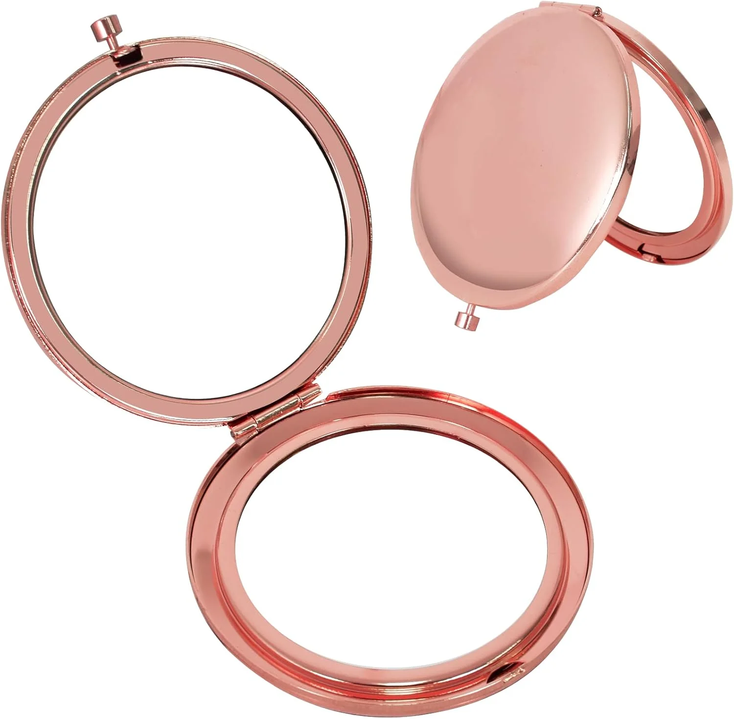 آینه دستی قابل حمل ناپسی، آینه تاشو جمع و جور، آینه آرایشی دو طرفه مسافرتی 7 سانتی متر، آینه جیبی روشن برای مسافرت و آرایش (رزگلد)