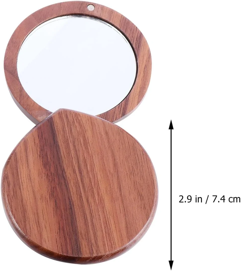 آینه آرایشی چوبی کوچک، آینه جیبی قابل حمل، آینه دستی مسافرتی مناسب کیف