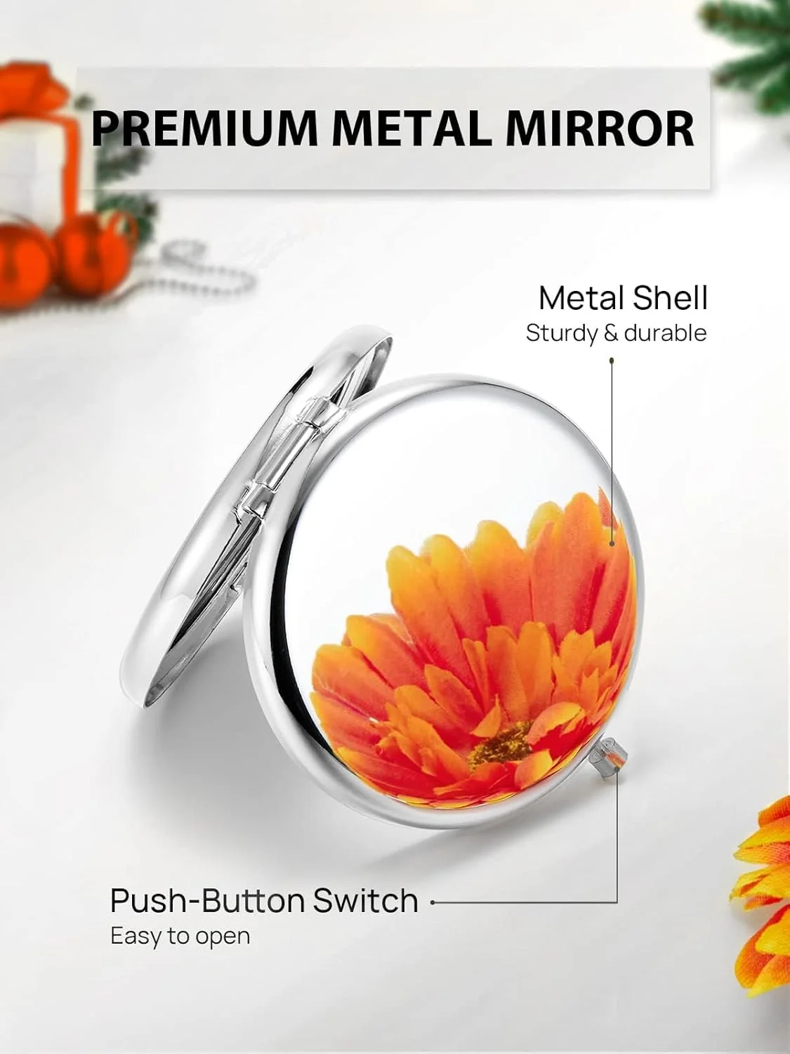 ست دو عددی آینه آرایشی دو طرفه فشرده NALACAL، آینه های کیف و جیبی بزرگنمایی 1X/2X در رنگ های طلایی و نقره ای گرد