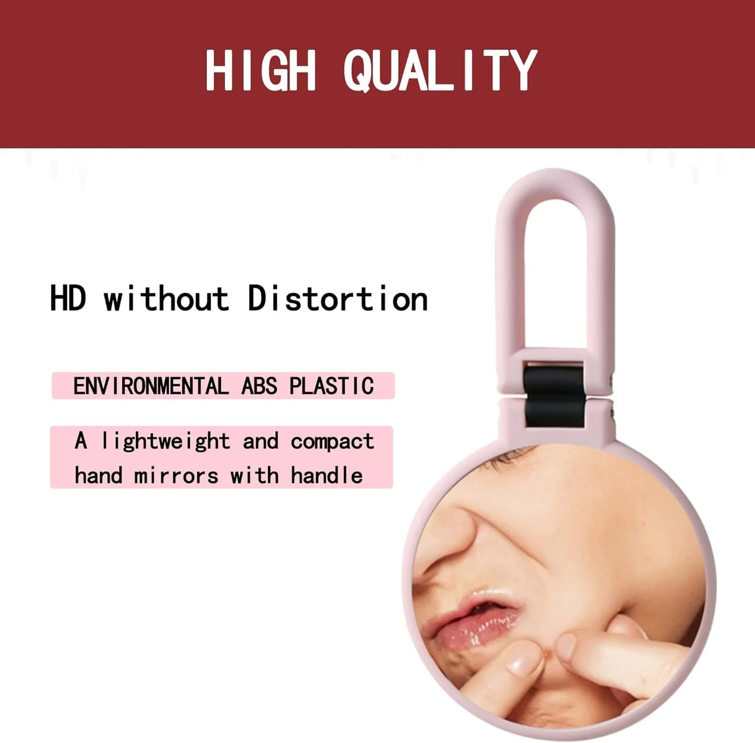 آینه آرایشی بزرگنمایی دار نالاکال، آینه های جمع و جور تاشو مسافرتی 1X 5X، برای زنان آینه آرایشی دستی چرخشی 360 درجه، با دسته آینه گرد رومیزی دو طرفه سفید