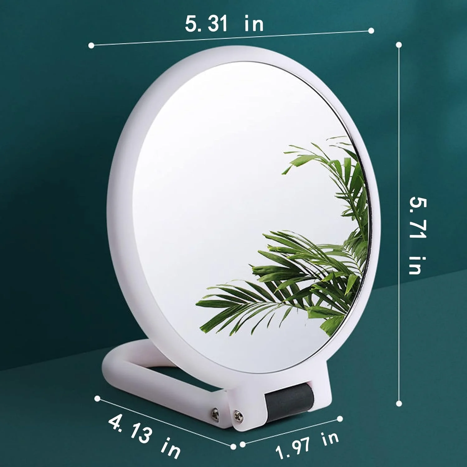 آینه آرایشی بزرگنمایی دار نالاکال، آینه های جمع و جور تاشو مسافرتی 1X 5X، برای زنان آینه آرایشی دستی چرخشی 360 درجه، با دسته آینه گرد رومیزی دو طرفه سفید