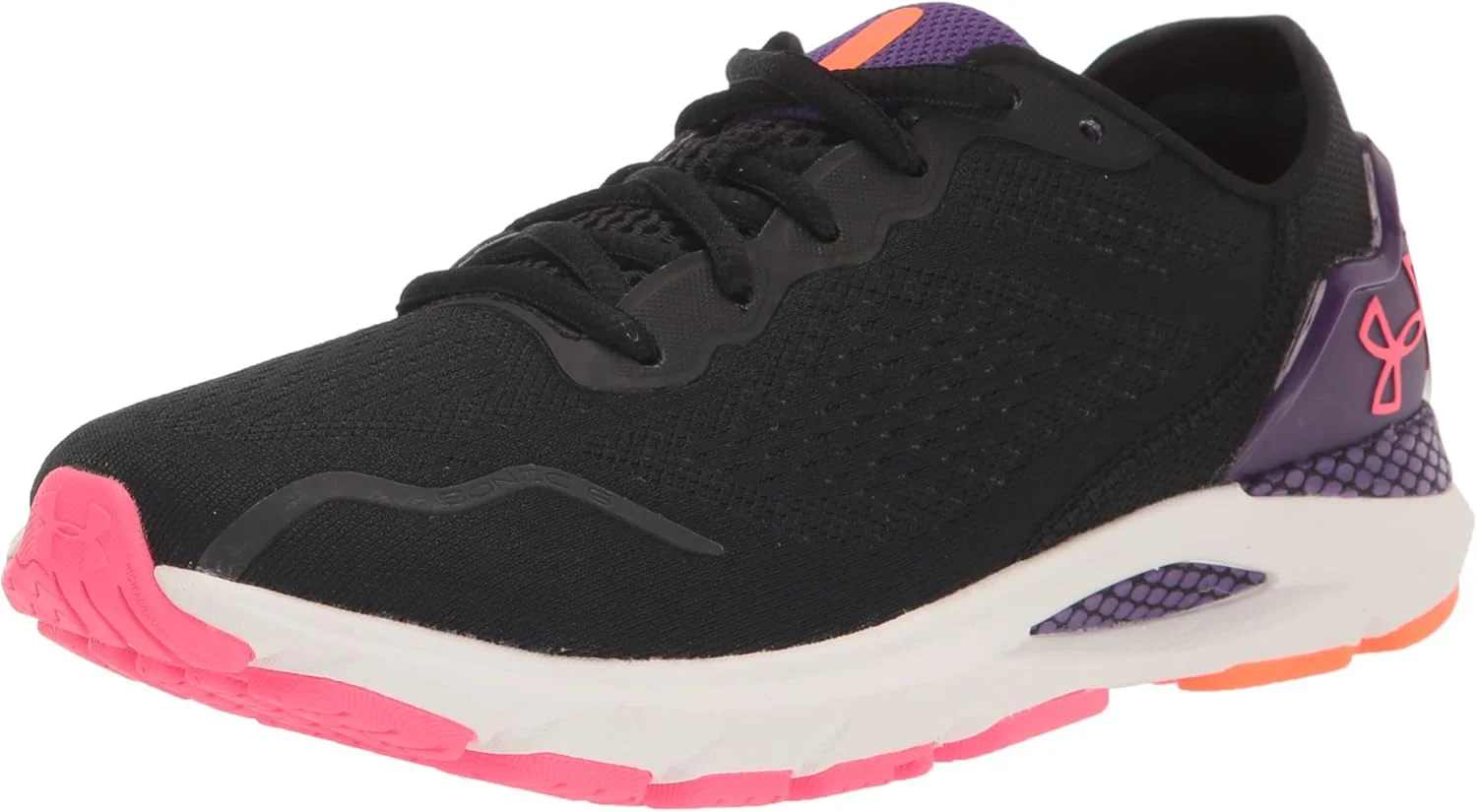 کفش ورزشی زنانه آندر آرمور مدل HOVR Sonic 6، مشکی/بنفش کهکشانی/صورتی شوک، سایز 5.5