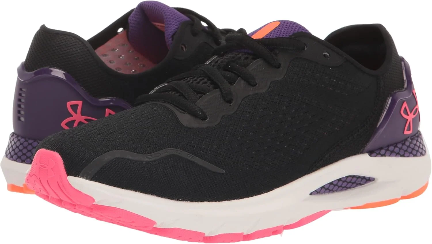 کفش ورزشی زنانه آندر آرمور مدل HOVR Sonic 6، مشکی/بنفش کهکشانی/صورتی شوک، سایز 5.5 کفش ورزشی زنانه آندر آرمور مدل HOVR Sonic 6، مشکی/بنفش کهکشانی/صورتی شوک، سایز 5.5