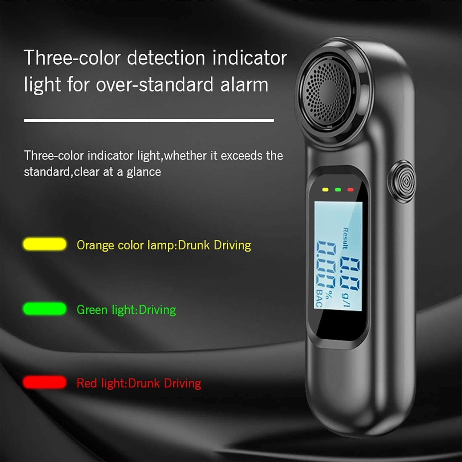 دستگاه تست الکل تنفسی قابل شارژ USB نالاکال، تستر الکل غیر تماسی قابل حمل با دقت بالا با صفحه نمایش LCD دیجیتال، ردیاب الکل تنفسی جمع و جور برای رانندگی ایمن، مشکی