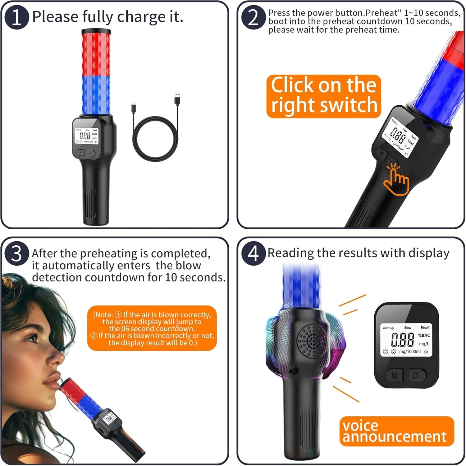 تست الکل نالاکال، دستگاه تنفسی شخصی قابل حمل بدون تماس، دستگاه تنفسی با دقت حرفه ای با صفحه نمایش LCD برای رانندگی تست الکل نالاکال، دستگاه تنفسی شخصی قابل حمل بدون تماس، دستگاه تنفسی با دقت حرفه ای با صفحه نمایش LCD برای رانندگی