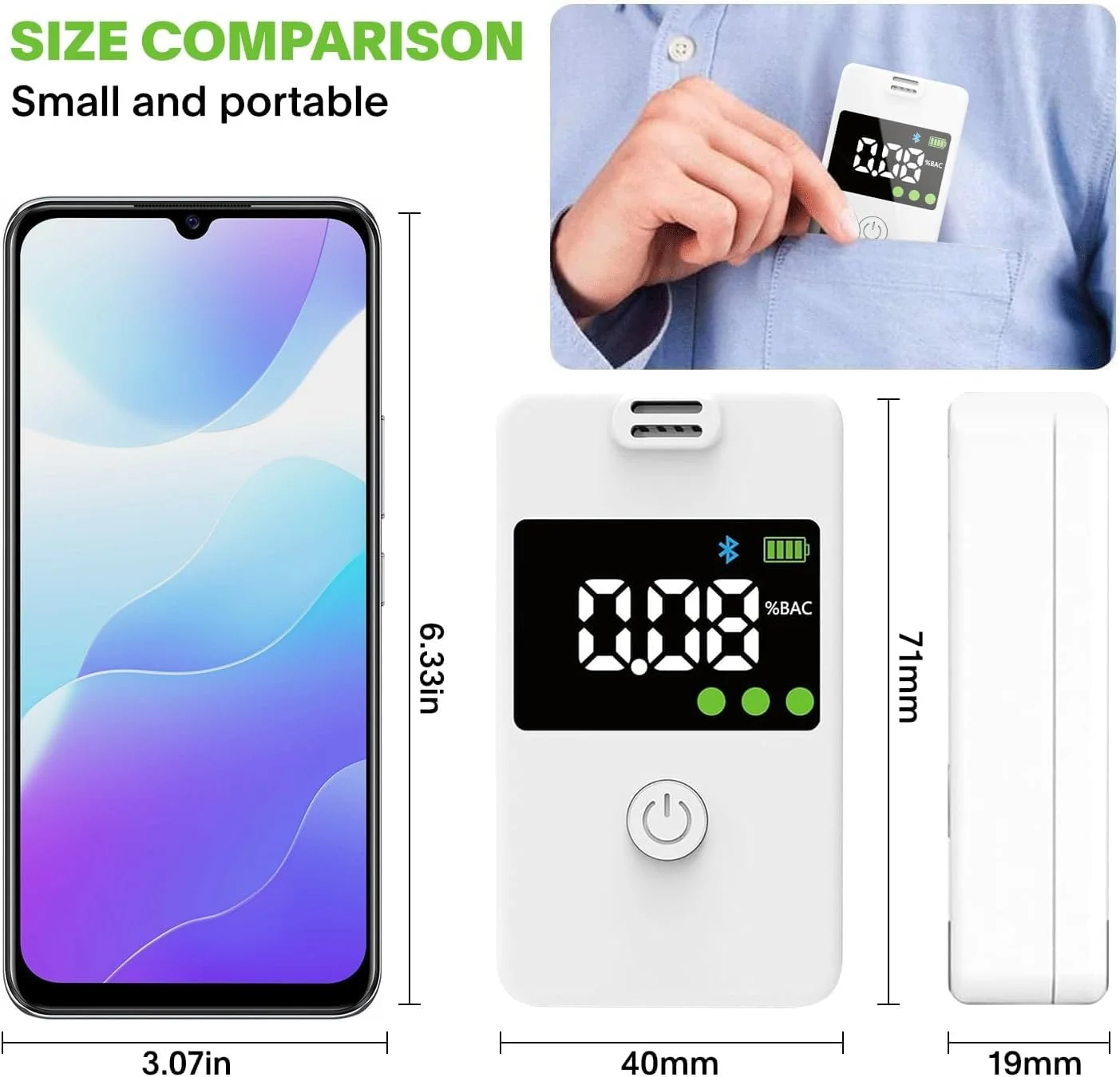 دستگاه تست الکل تنفسی NALACAL با دقت حرفه ای، اتصال بلوتوث و صفحه نمایش دیجیتال آبی LCD برای استفاده شخصی، خانگی یا مهمانی