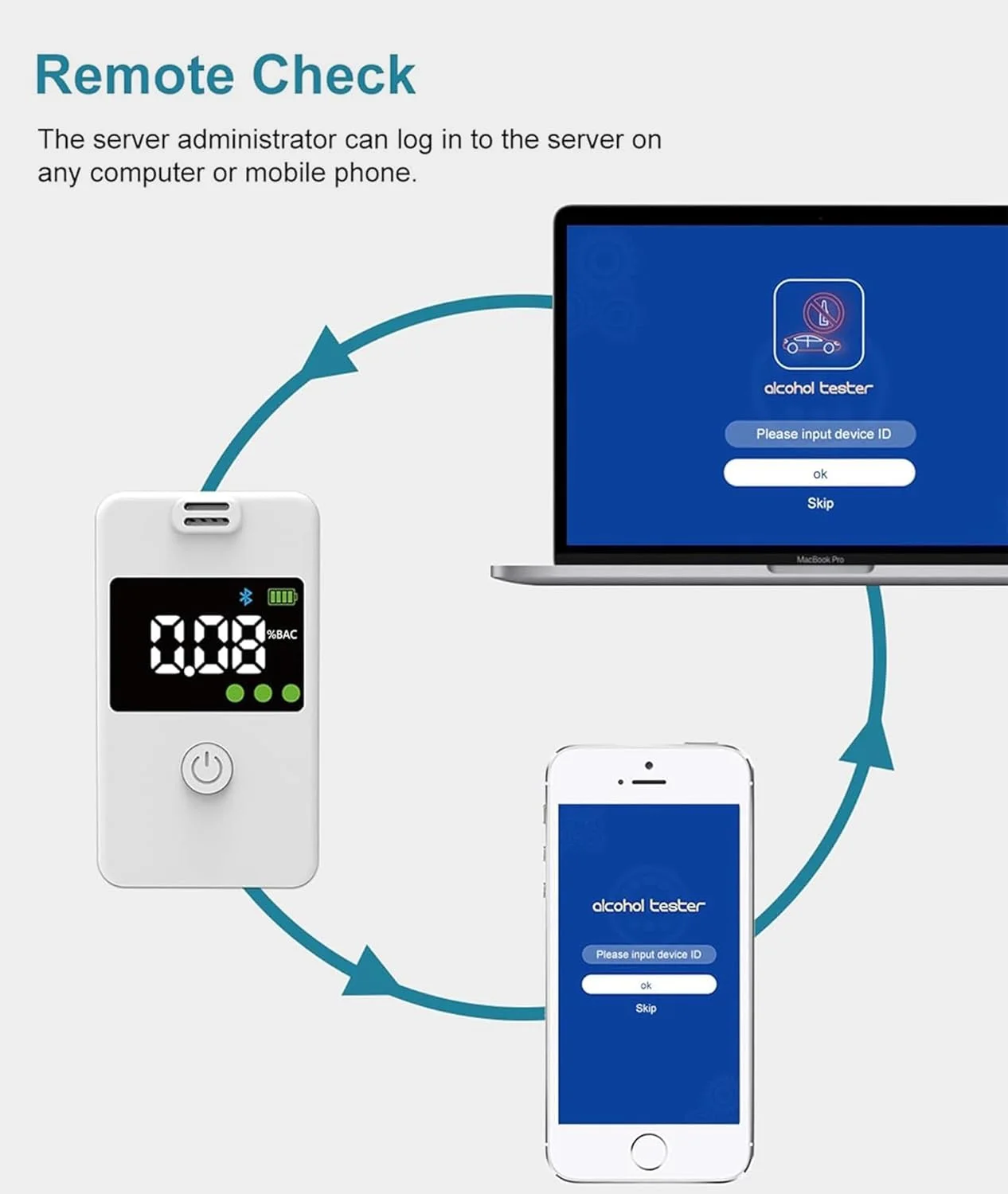 دستگاه تست الکل تنفسی NALACAL با دقت حرفه ای، اتصال بلوتوث و صفحه نمایش دیجیتال آبی LCD برای استفاده شخصی، خانگی یا مهمانی