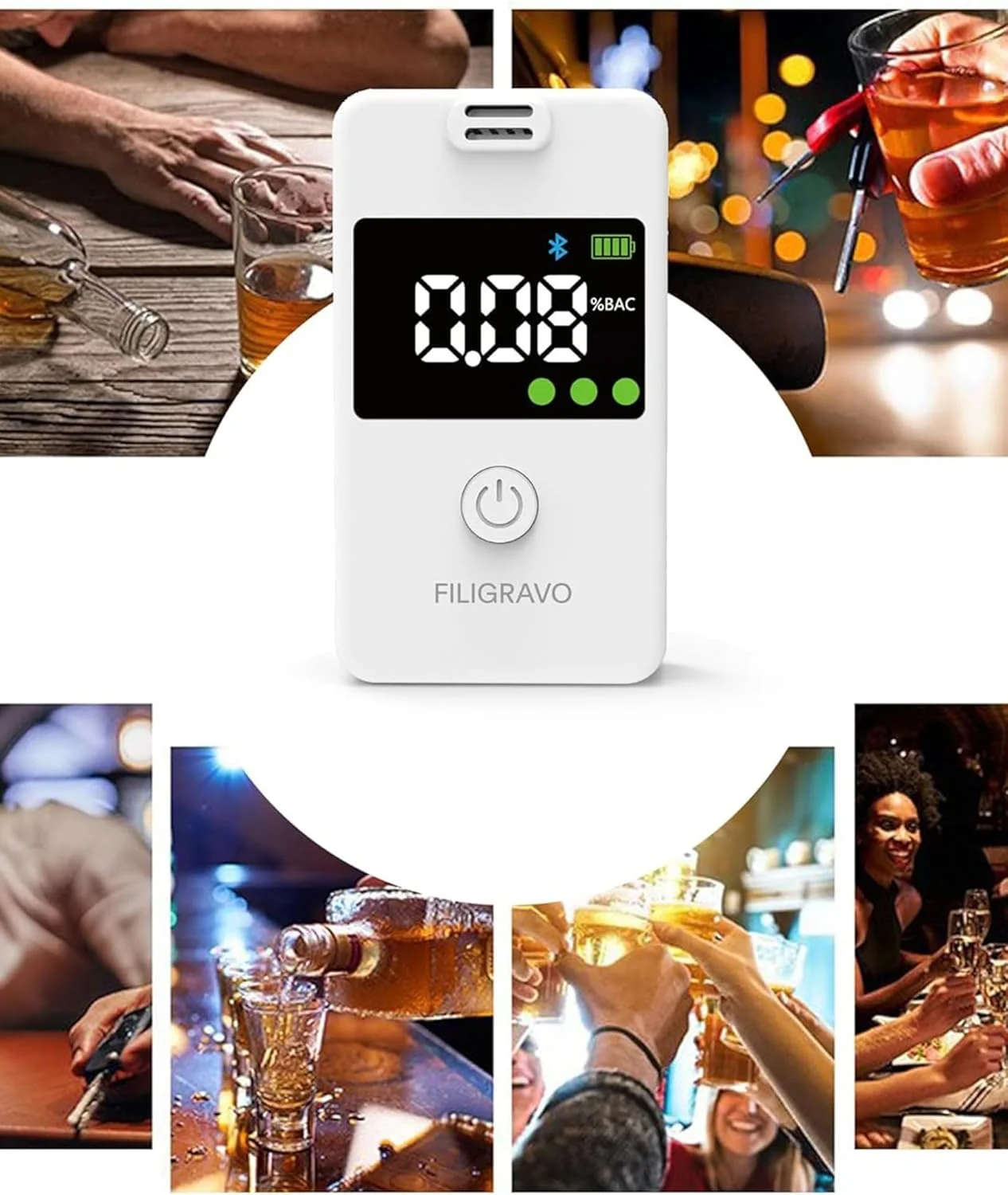 دستگاه تست الکل تنفسی NALACAL با دقت حرفه ای، اتصال بلوتوث و صفحه نمایش دیجیتال آبی LCD برای استفاده شخصی، خانگی یا مهمانی