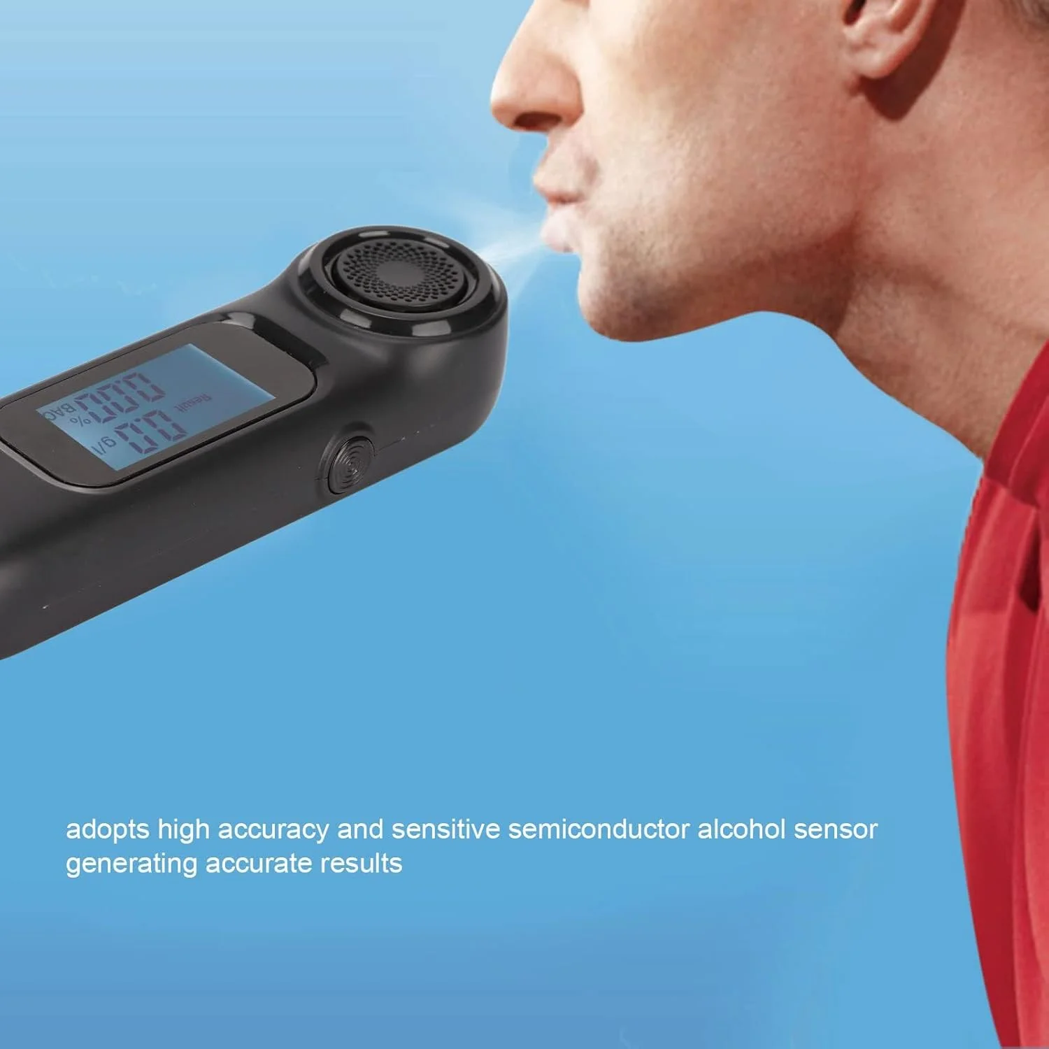 دستگاه تست الکل تنفسی قابل شارژ USB نالاکال، تستر الکل غیر تماسی قابل حمل با دقت بالا با صفحه نمایش LCD دیجیتال، ردیاب الکل تنفسی جمع و جور برای رانندگی ایمن، مشکی